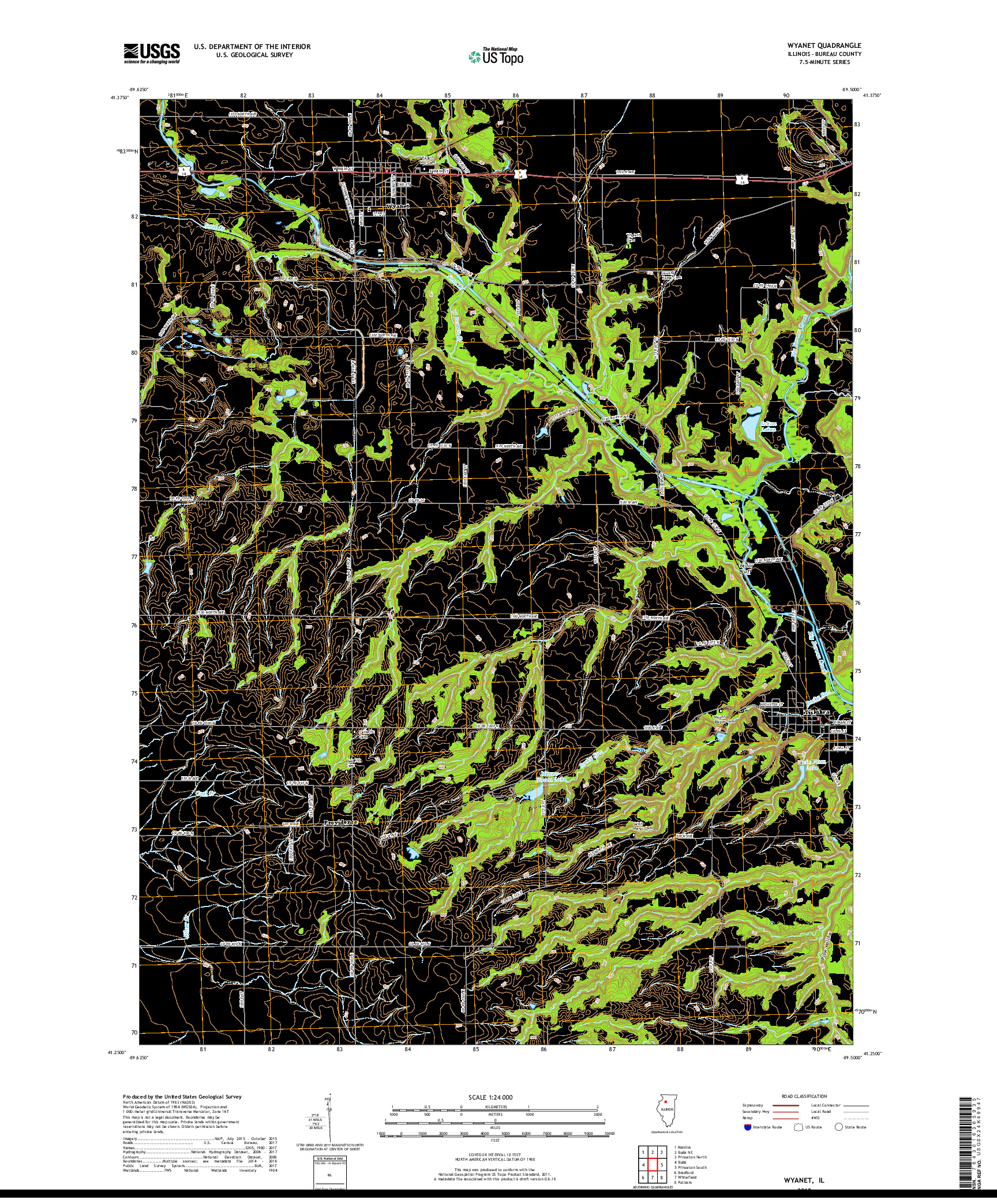 USGS US TOPO 7.5-MINUTE MAP FOR WYANET, IL 2018