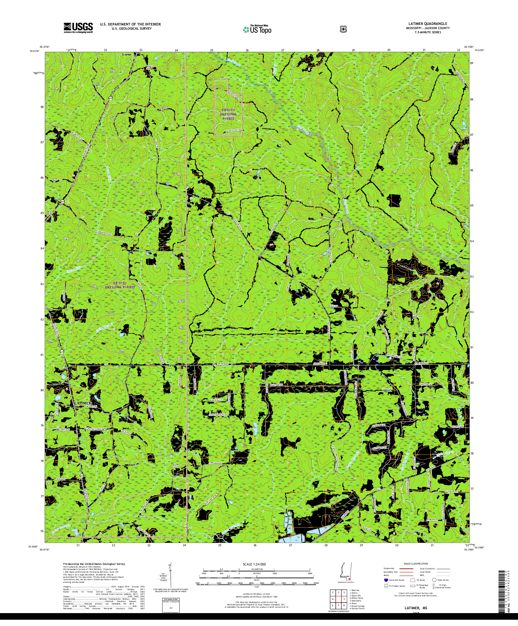 USGS US TOPO 7.5-MINUTE MAP FOR LATIMER, MS 2018