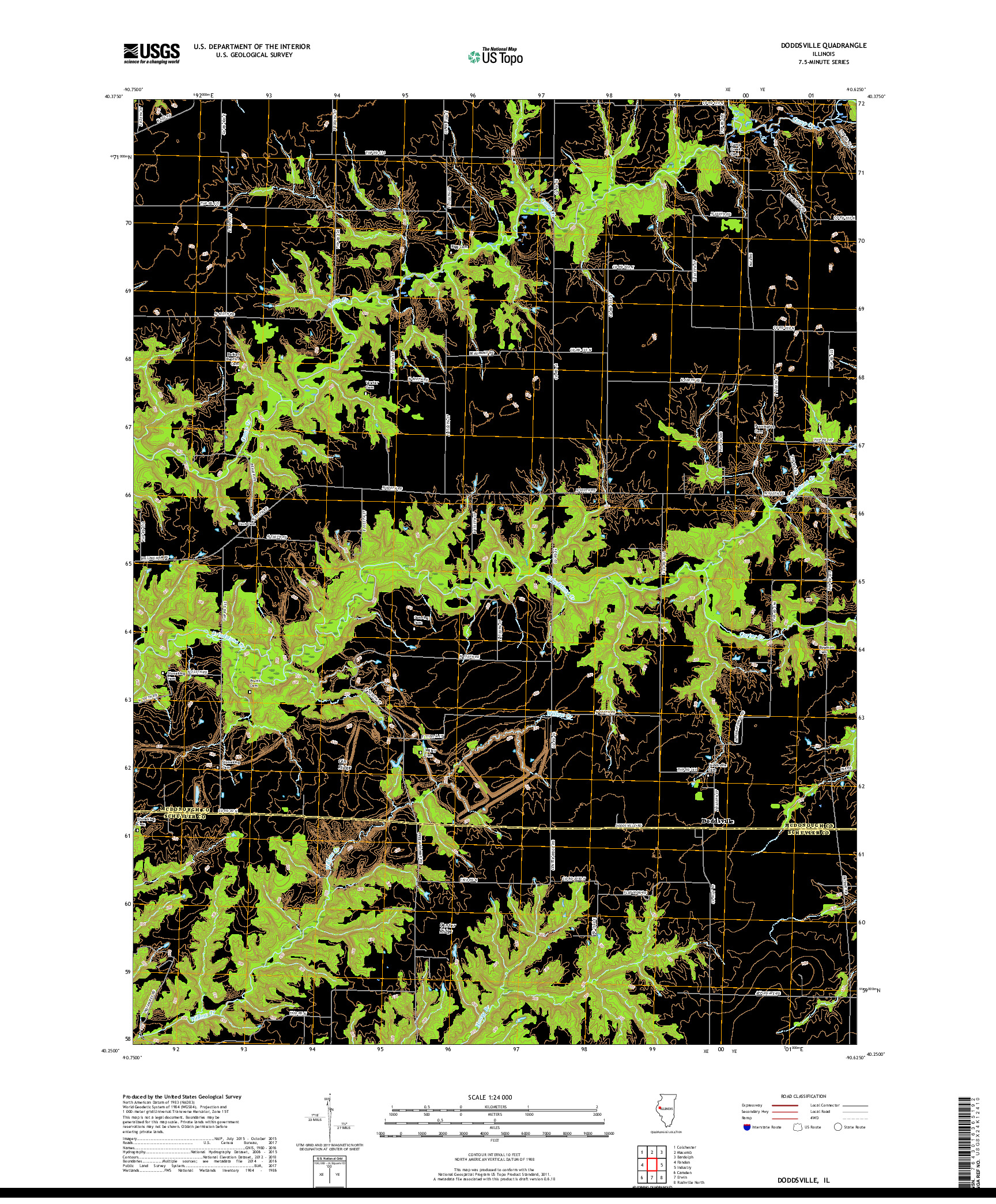 USGS US TOPO 7.5-MINUTE MAP FOR DODDSVILLE, IL 2018