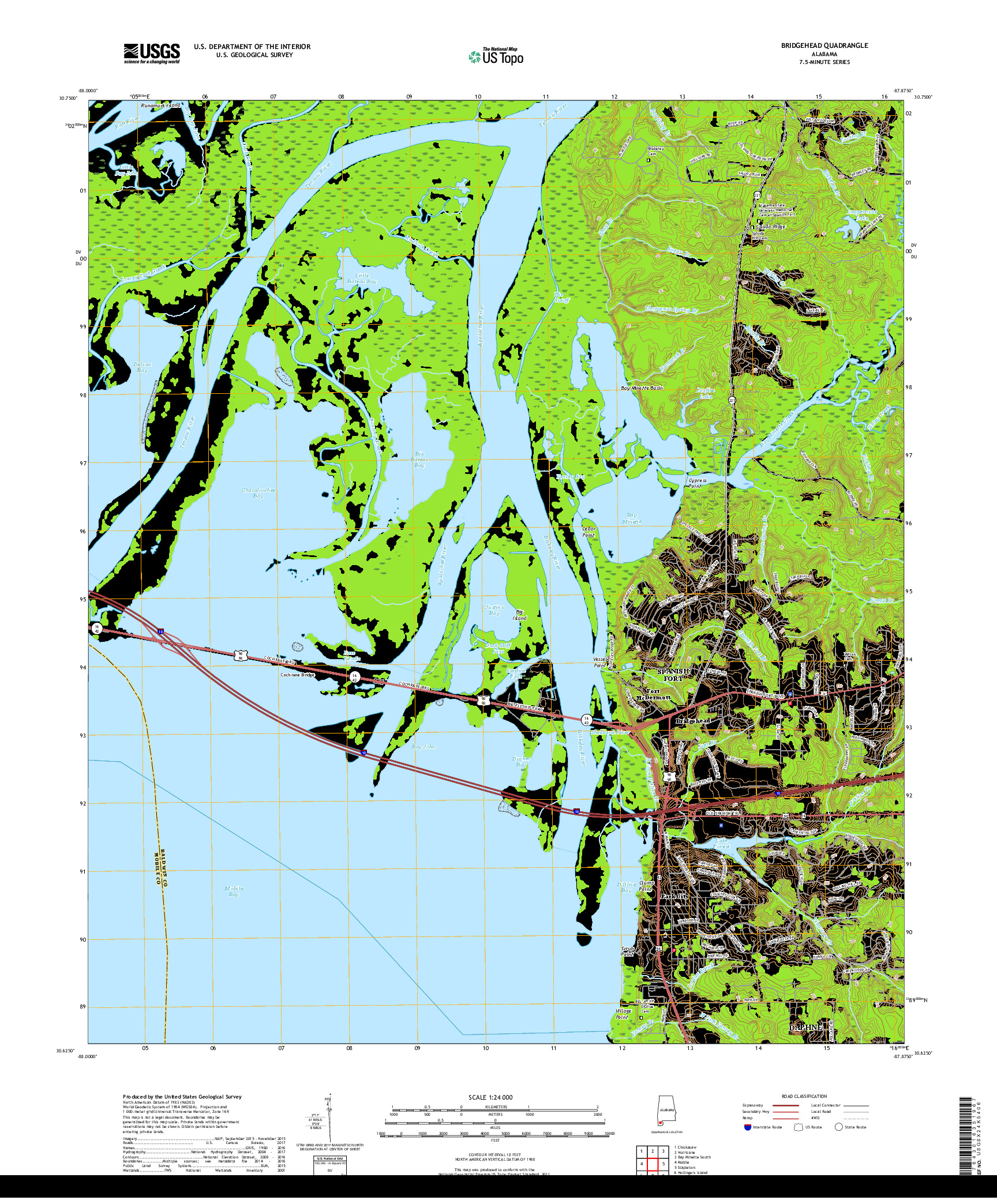 USGS US TOPO 7.5-MINUTE MAP FOR BRIDGEHEAD, AL 2018