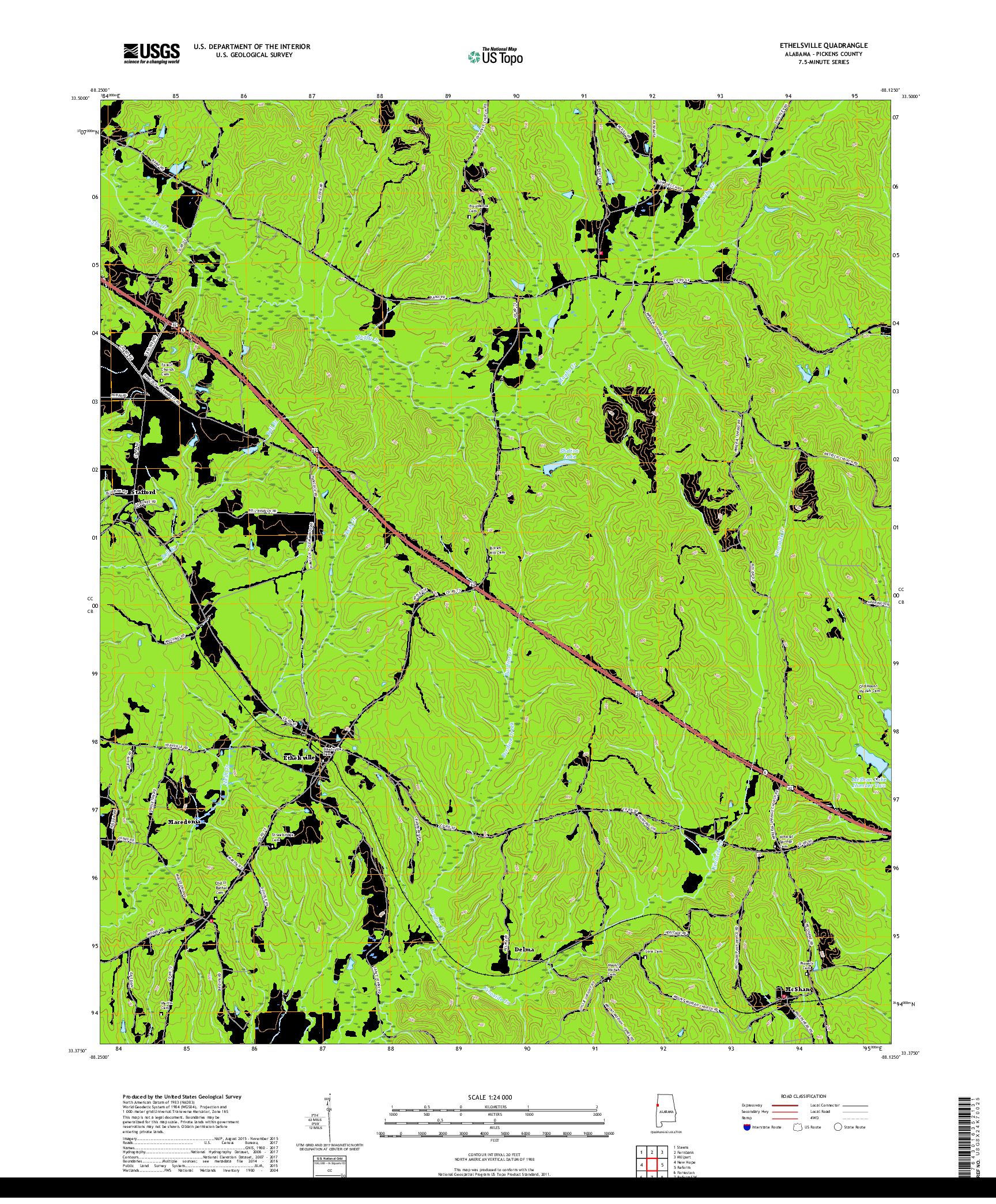 USGS US TOPO 7.5-MINUTE MAP FOR ETHELSVILLE, AL 2018