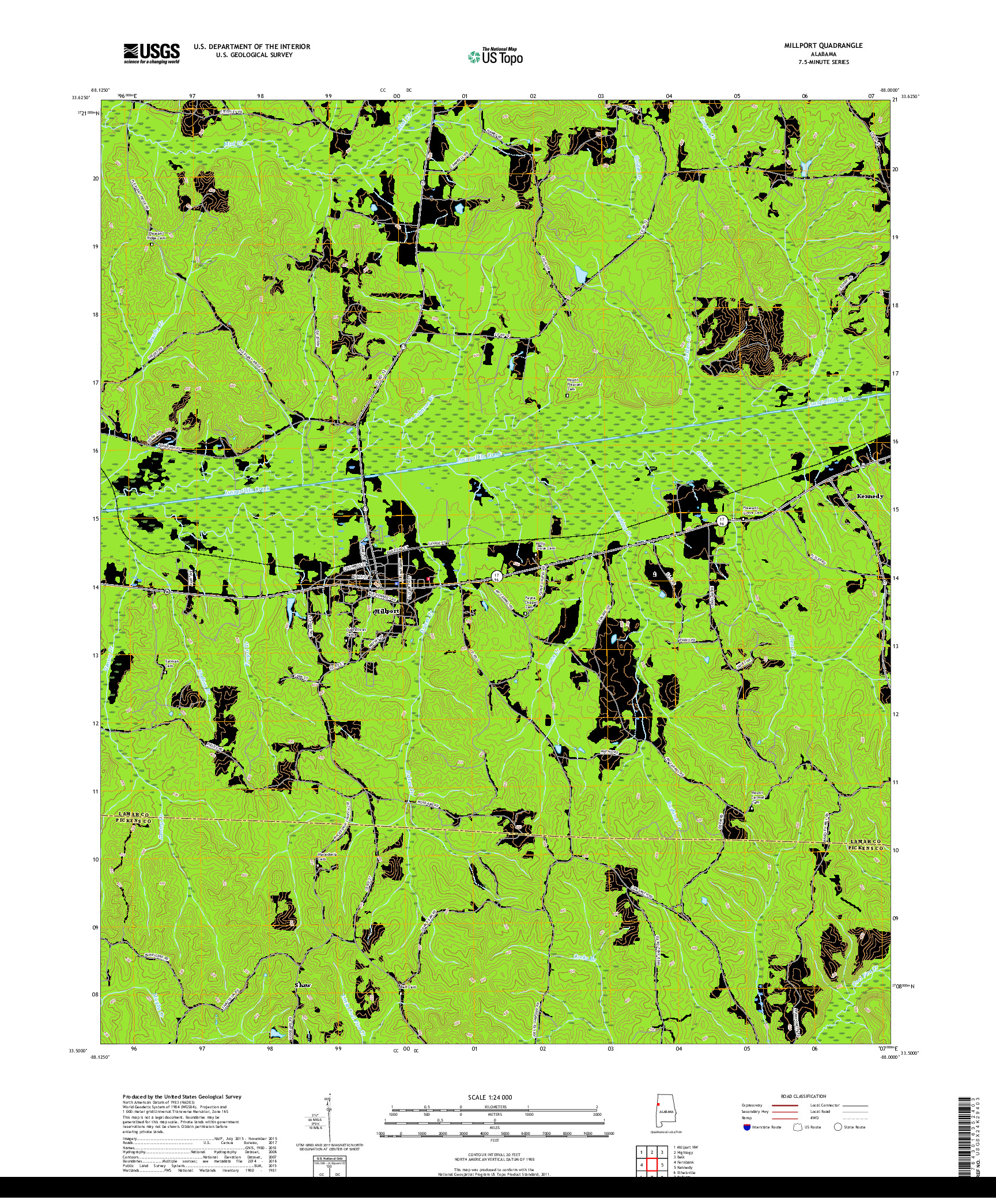 USGS US TOPO 7.5-MINUTE MAP FOR MILLPORT, AL 2018