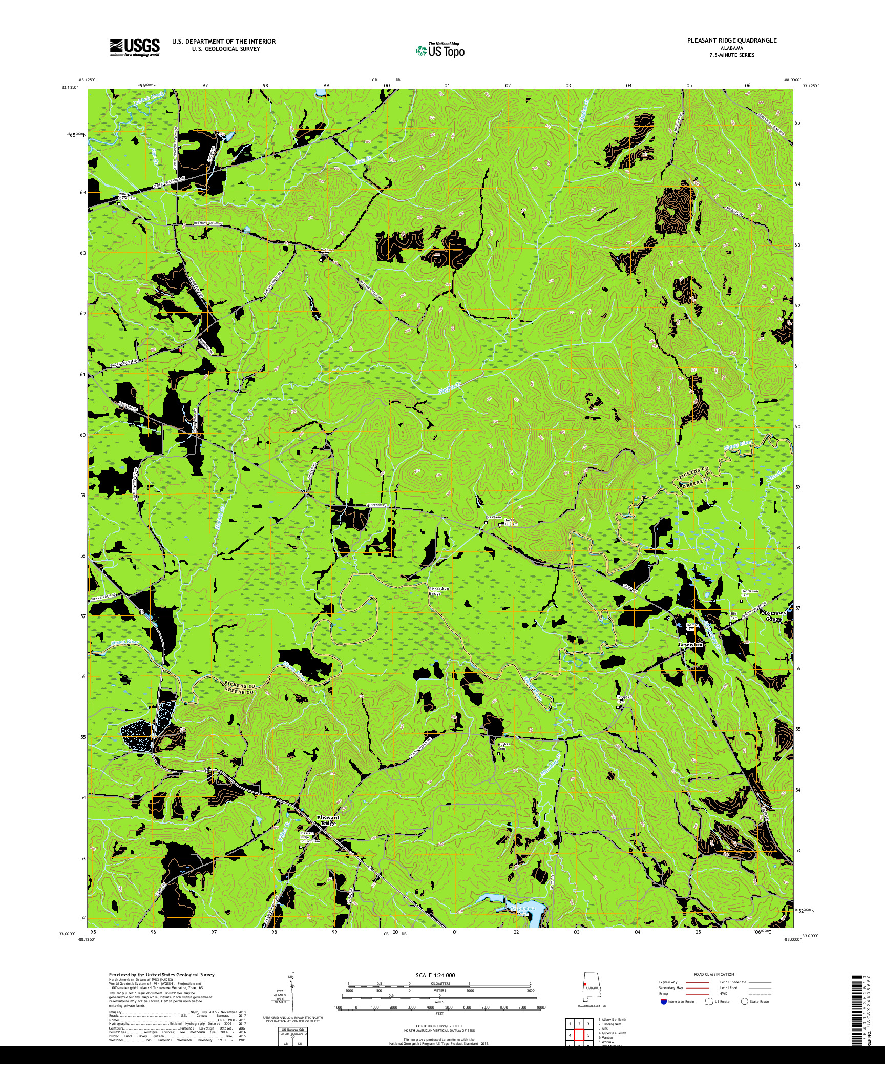 USGS US TOPO 7.5-MINUTE MAP FOR PLEASANT RIDGE, AL 2018