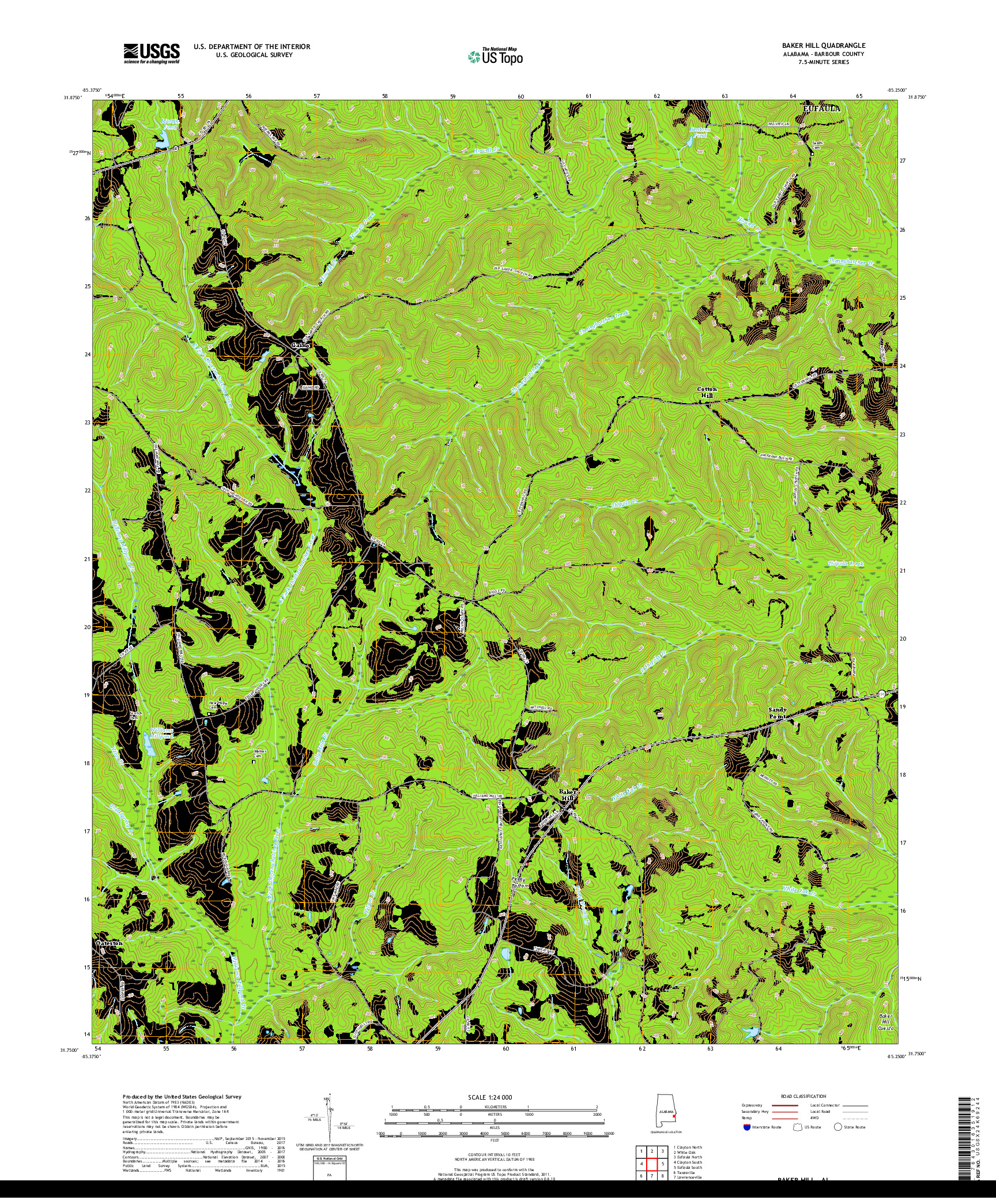 USGS US TOPO 7.5-MINUTE MAP FOR BAKER HILL, AL 2018