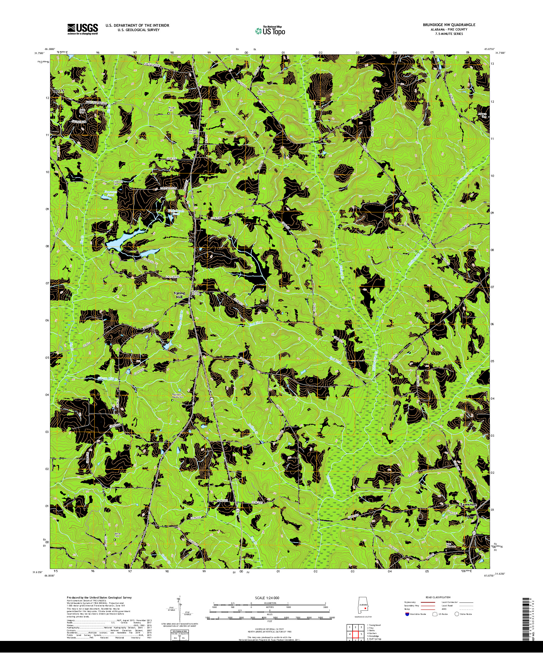 USGS US TOPO 7.5-MINUTE MAP FOR BRUNDIDGE NW, AL 2018