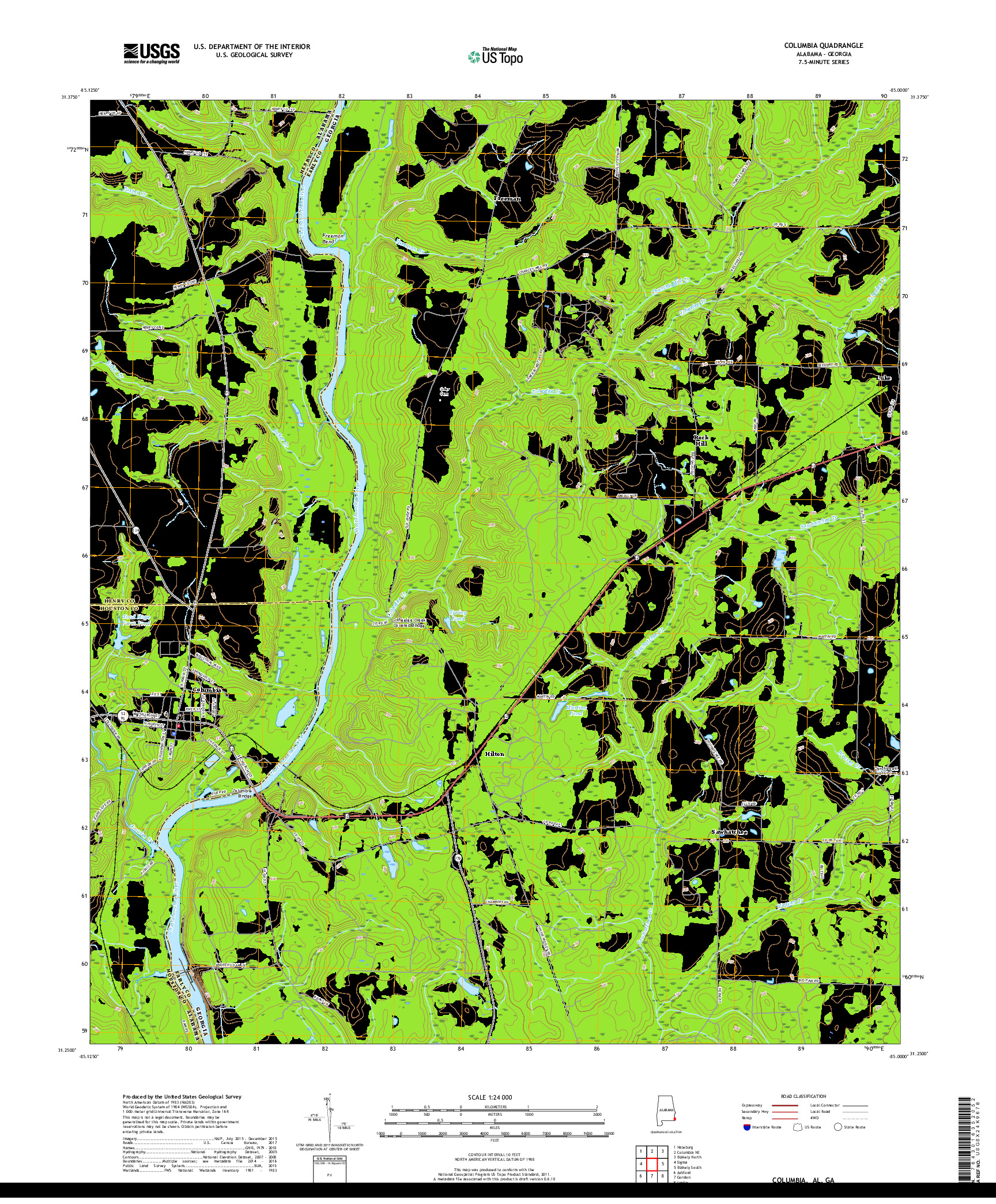 USGS US TOPO 7.5-MINUTE MAP FOR COLUMBIA, AL,GA 2018