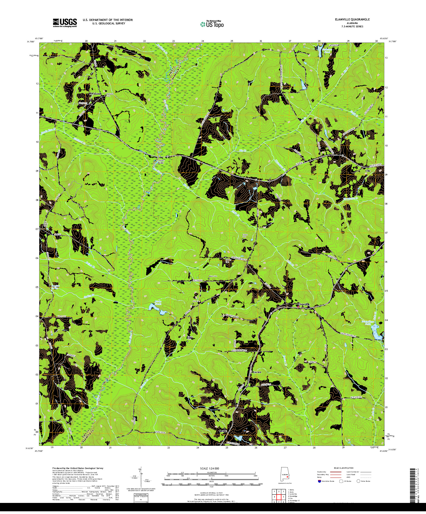 USGS US TOPO 7.5-MINUTE MAP FOR ELAMVILLE, AL 2018