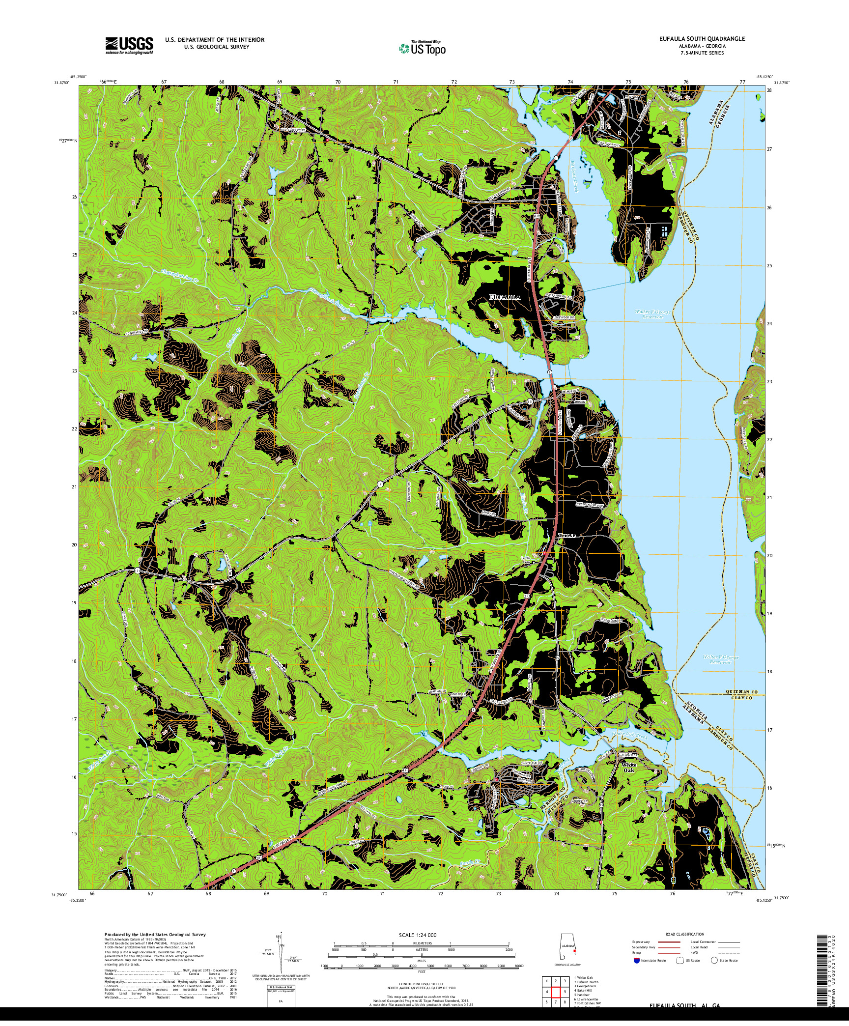 USGS US TOPO 7.5-MINUTE MAP FOR EUFAULA SOUTH, AL,GA 2018