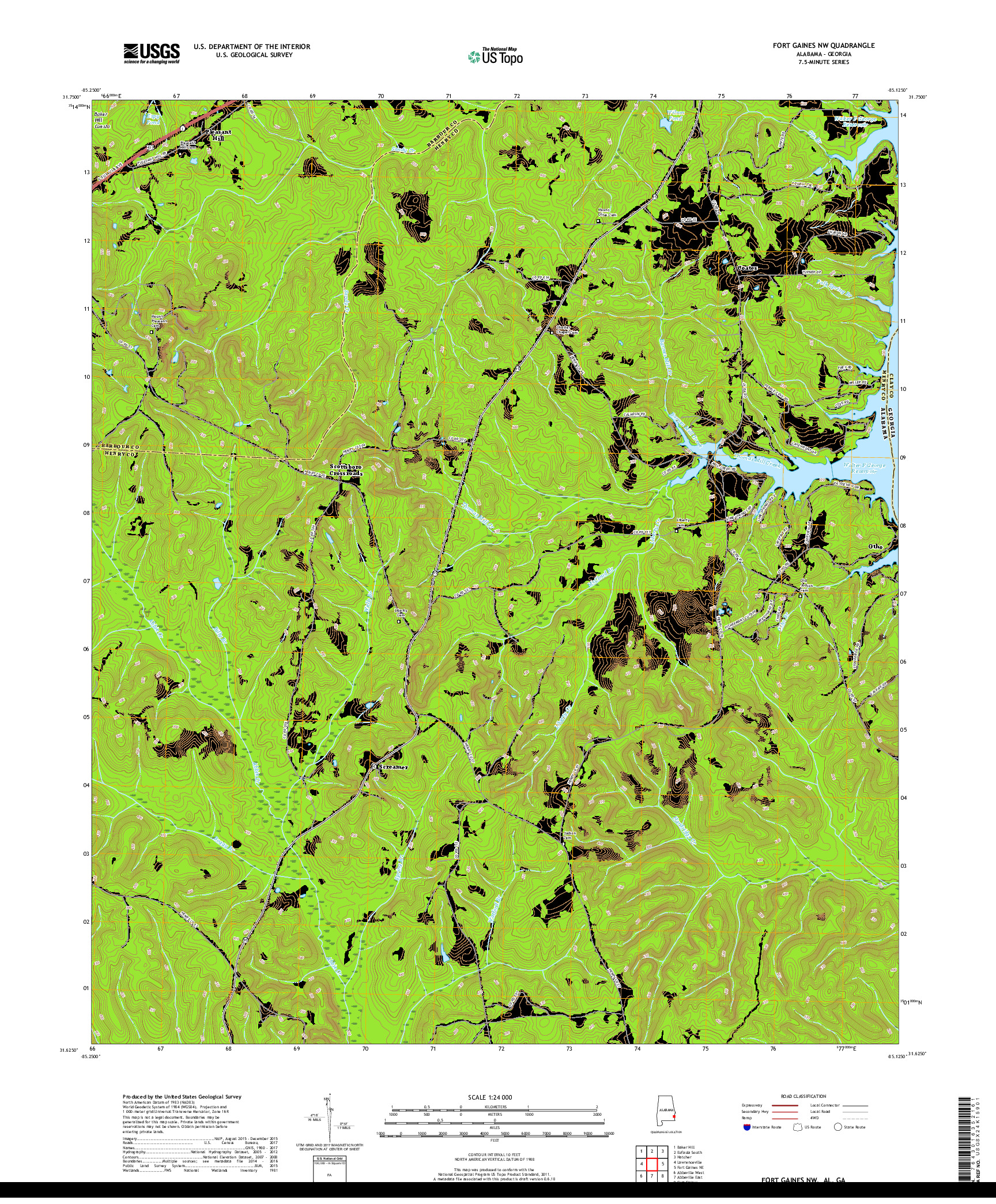 USGS US TOPO 7.5-MINUTE MAP FOR FORT GAINES NW, AL,GA 2018