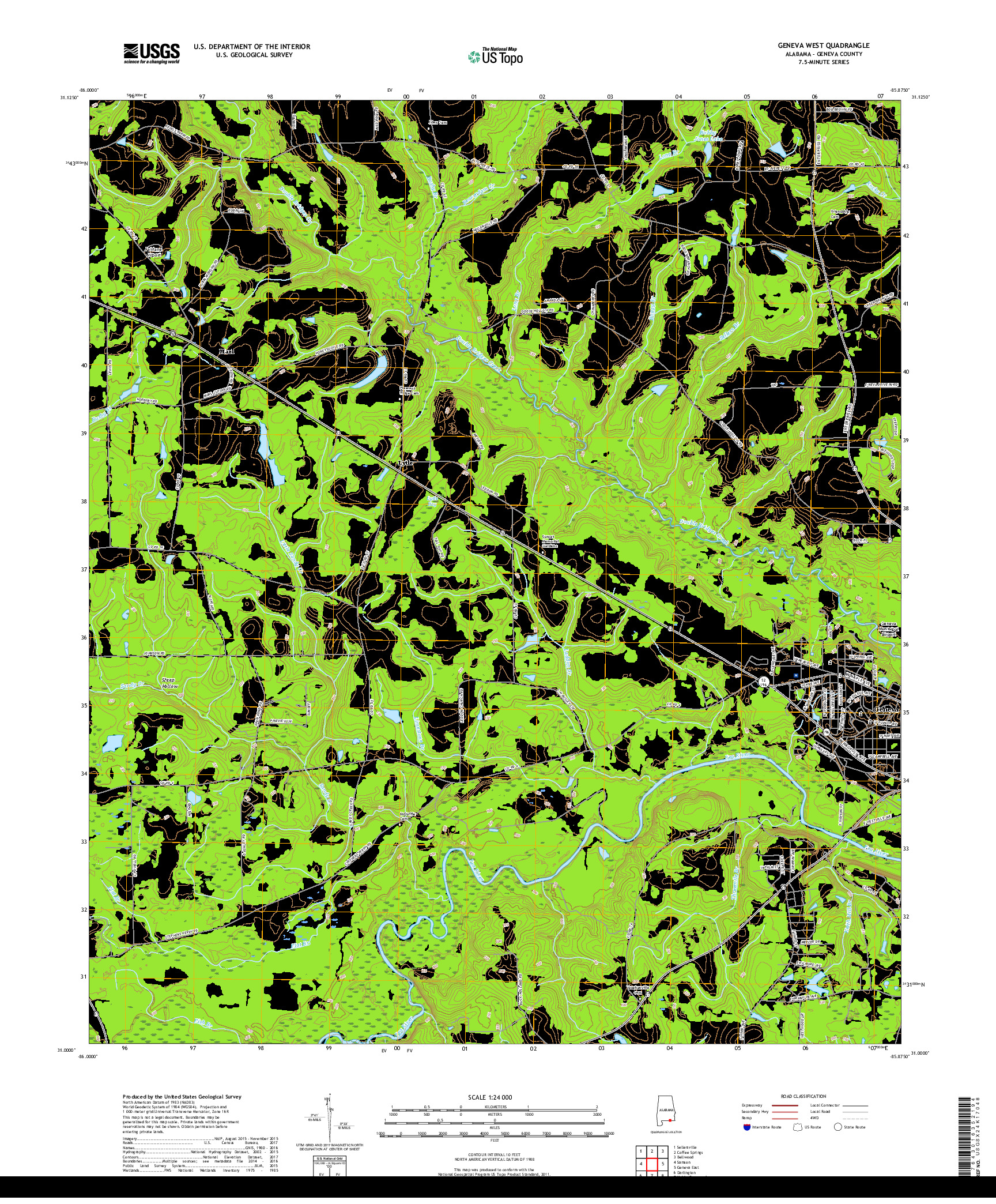 USGS US TOPO 7.5-MINUTE MAP FOR GENEVA WEST, AL 2018