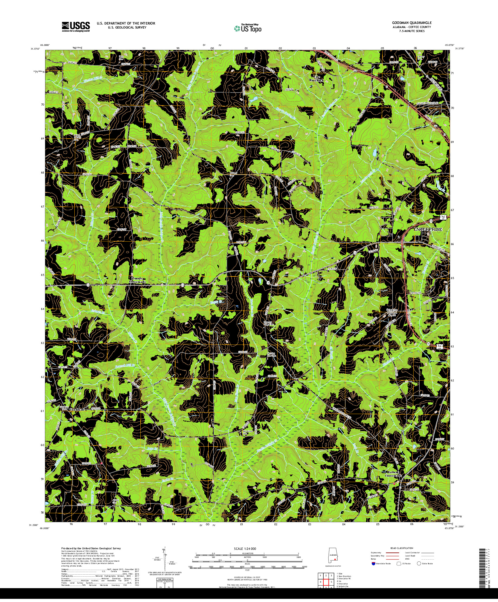 USGS US TOPO 7.5-MINUTE MAP FOR GOODMAN, AL 2018