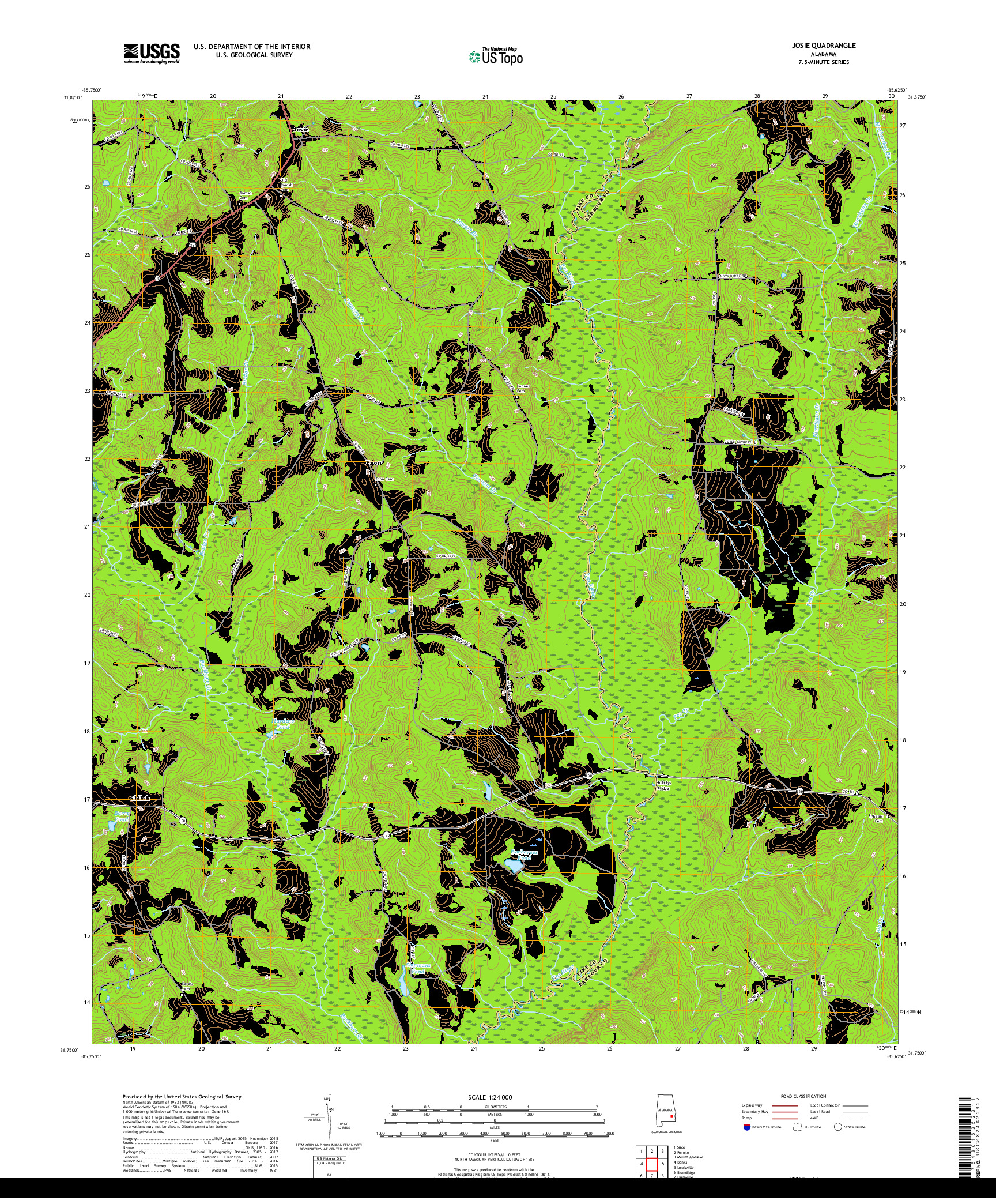 USGS US TOPO 7.5-MINUTE MAP FOR JOSIE, AL 2018