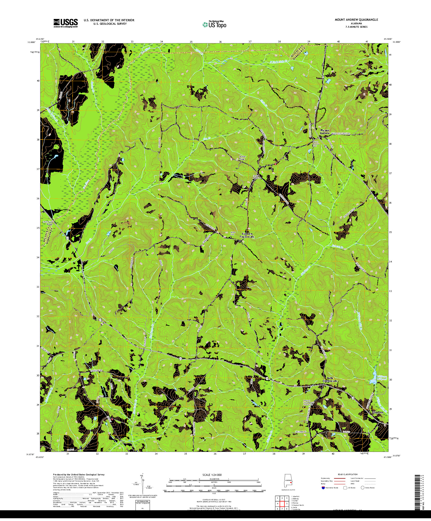 USGS US TOPO 7.5-MINUTE MAP FOR MOUNT ANDREW, AL 2018