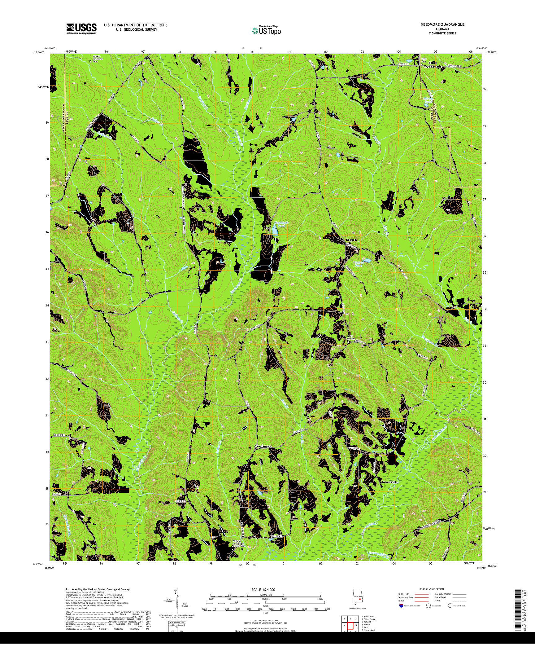 USGS US TOPO 7.5-MINUTE MAP FOR NEEDMORE, AL 2018