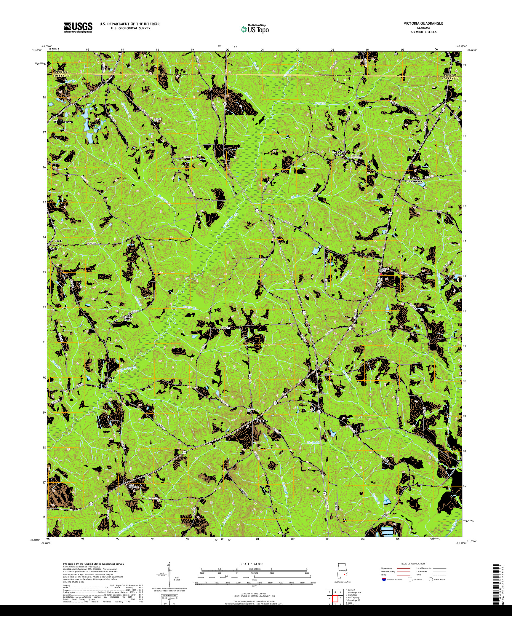 USGS US TOPO 7.5-MINUTE MAP FOR VICTORIA, AL 2018