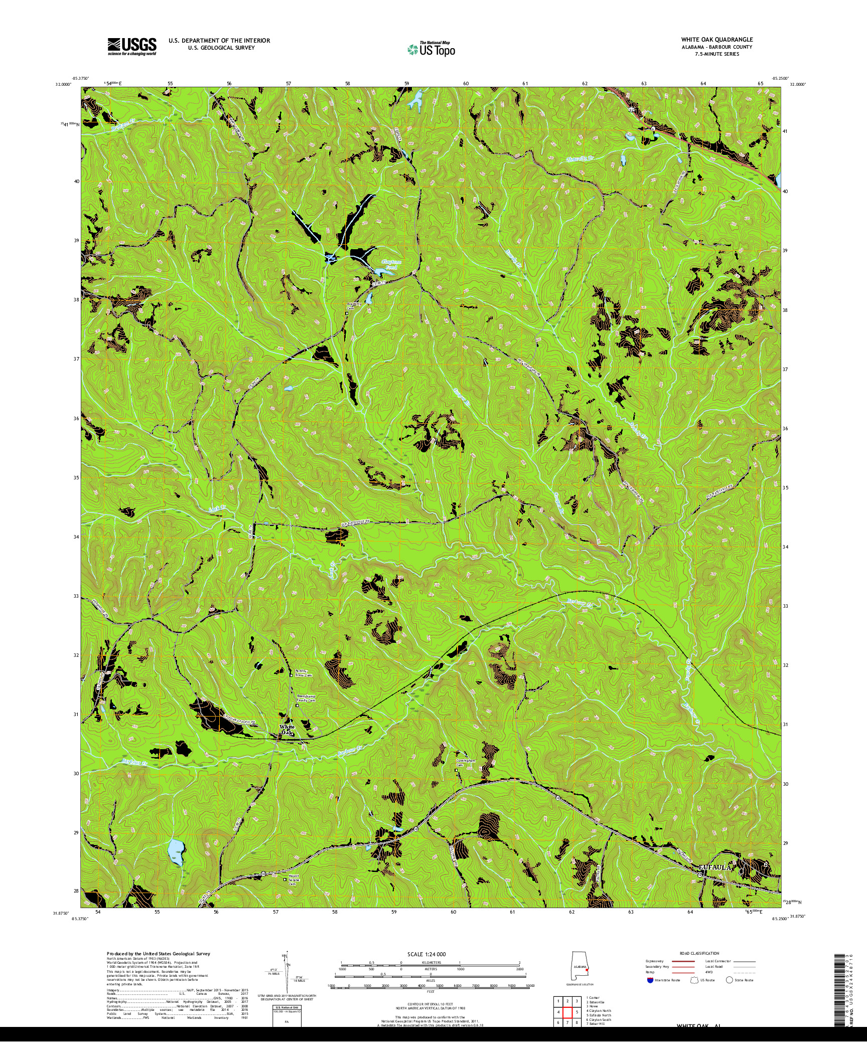 USGS US TOPO 7.5-MINUTE MAP FOR WHITE OAK, AL 2018