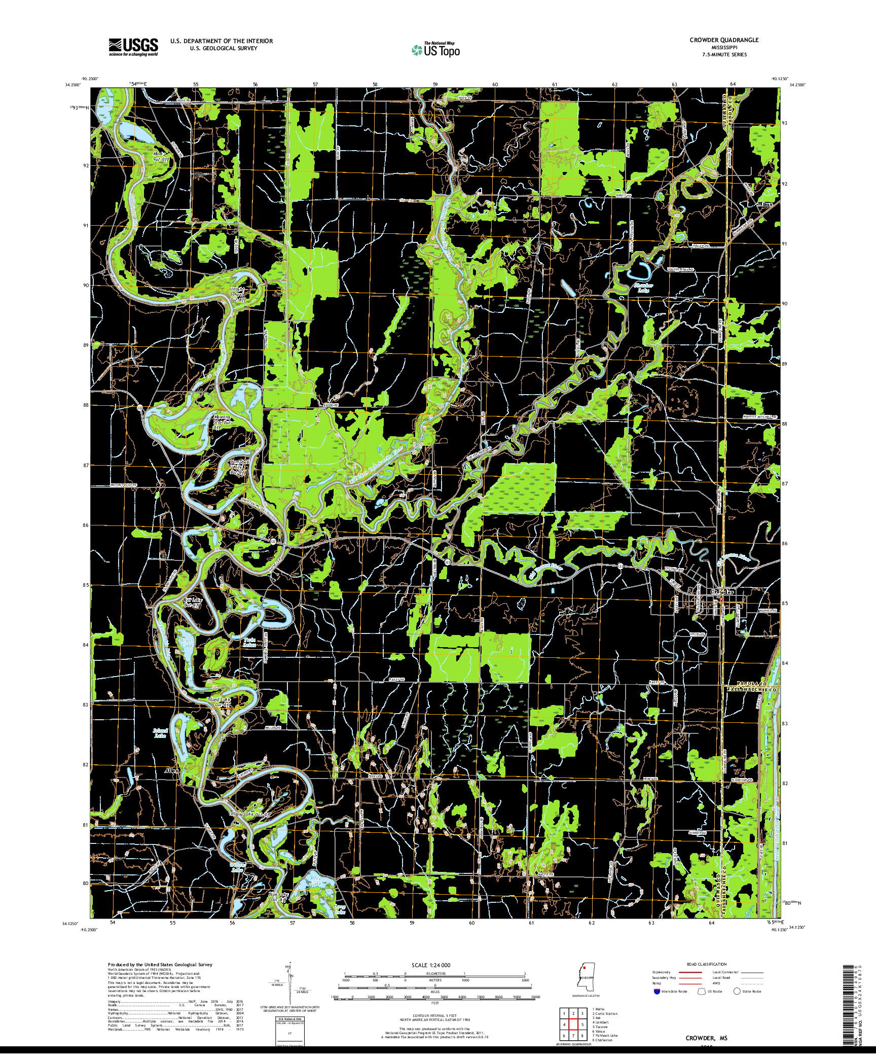 USGS US TOPO 7.5-MINUTE MAP FOR CROWDER, MS 2018