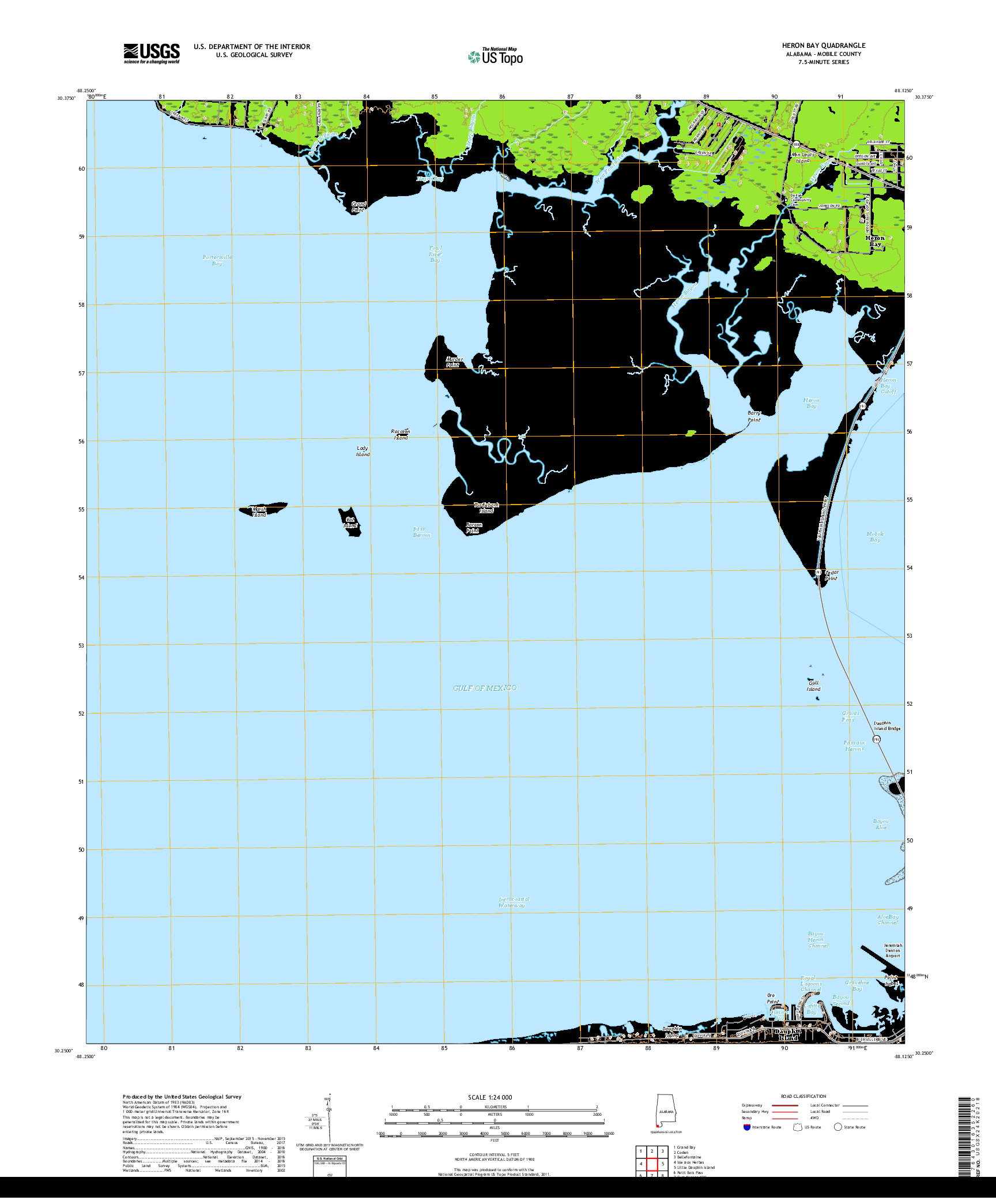 USGS US TOPO 7.5-MINUTE MAP FOR HERON BAY, AL 2018