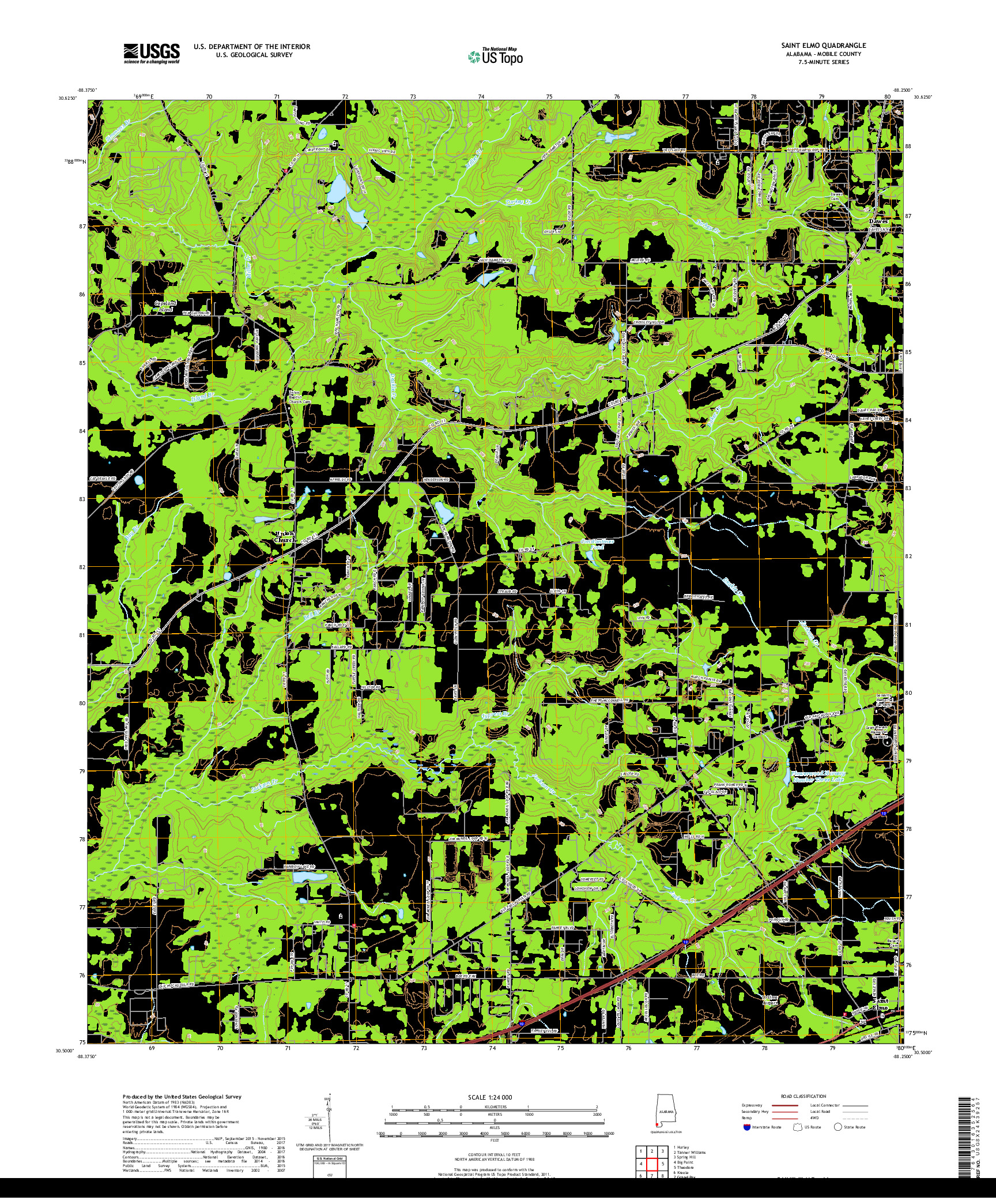 USGS US TOPO 7.5-MINUTE MAP FOR SAINT ELMO, AL 2018