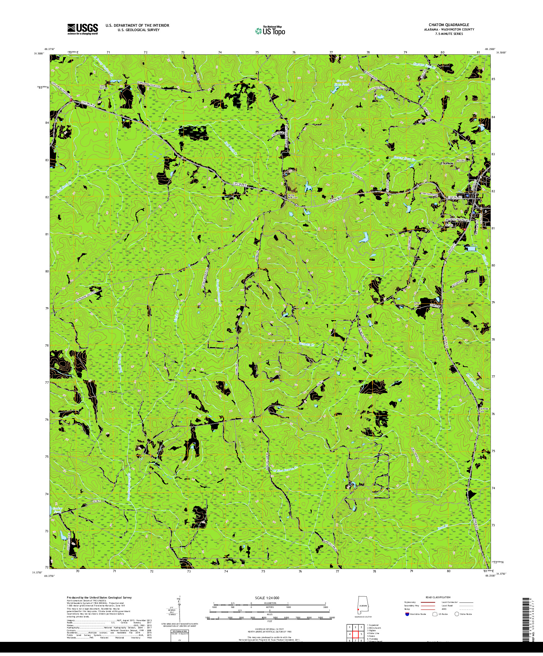 USGS US TOPO 7.5-MINUTE MAP FOR CHATOM, AL 2018