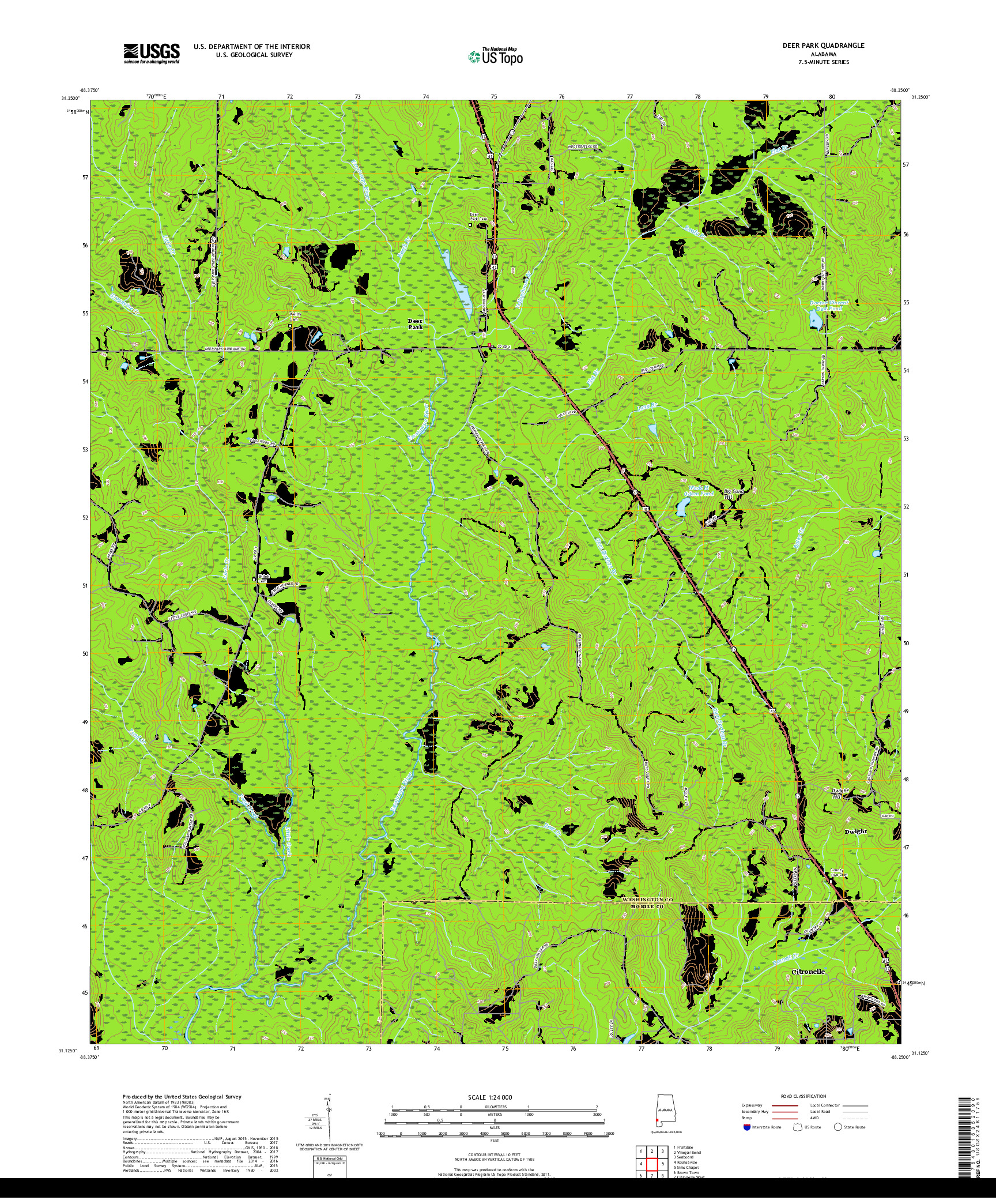 USGS US TOPO 7.5-MINUTE MAP FOR DEER PARK, AL 2018