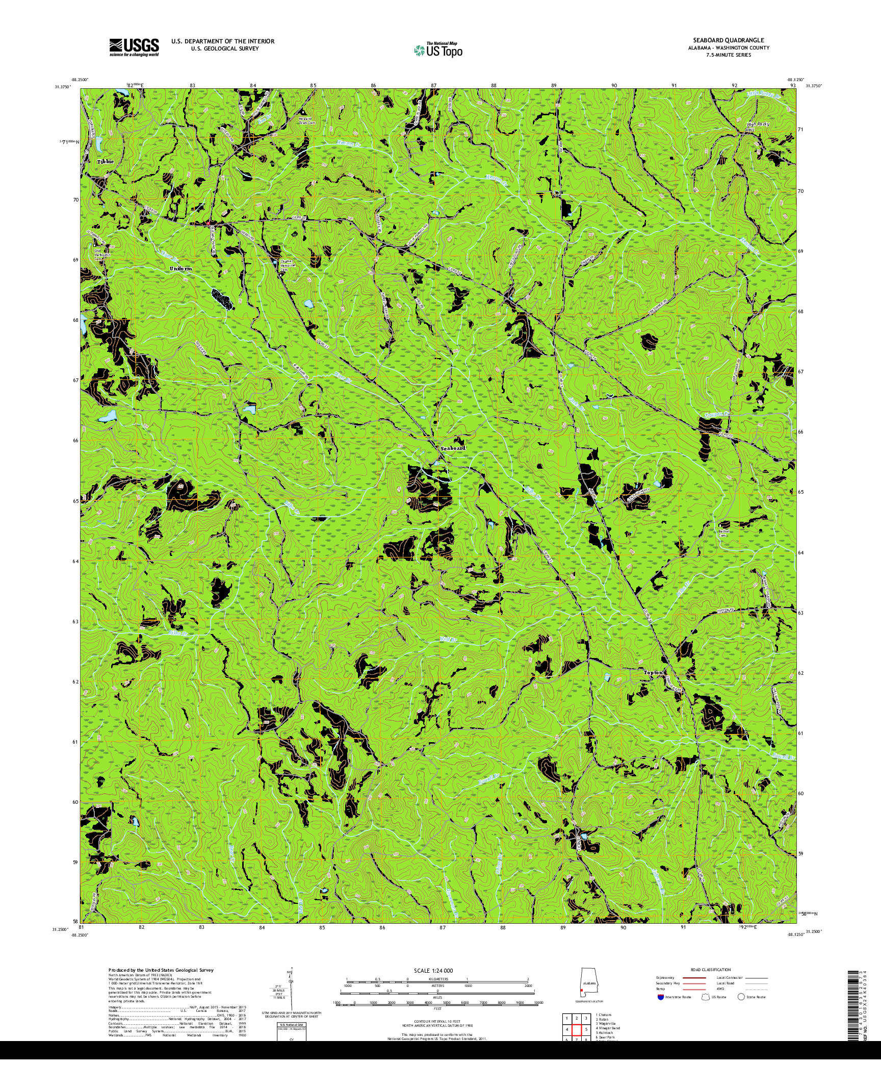 USGS US TOPO 7.5-MINUTE MAP FOR SEABOARD, AL 2018