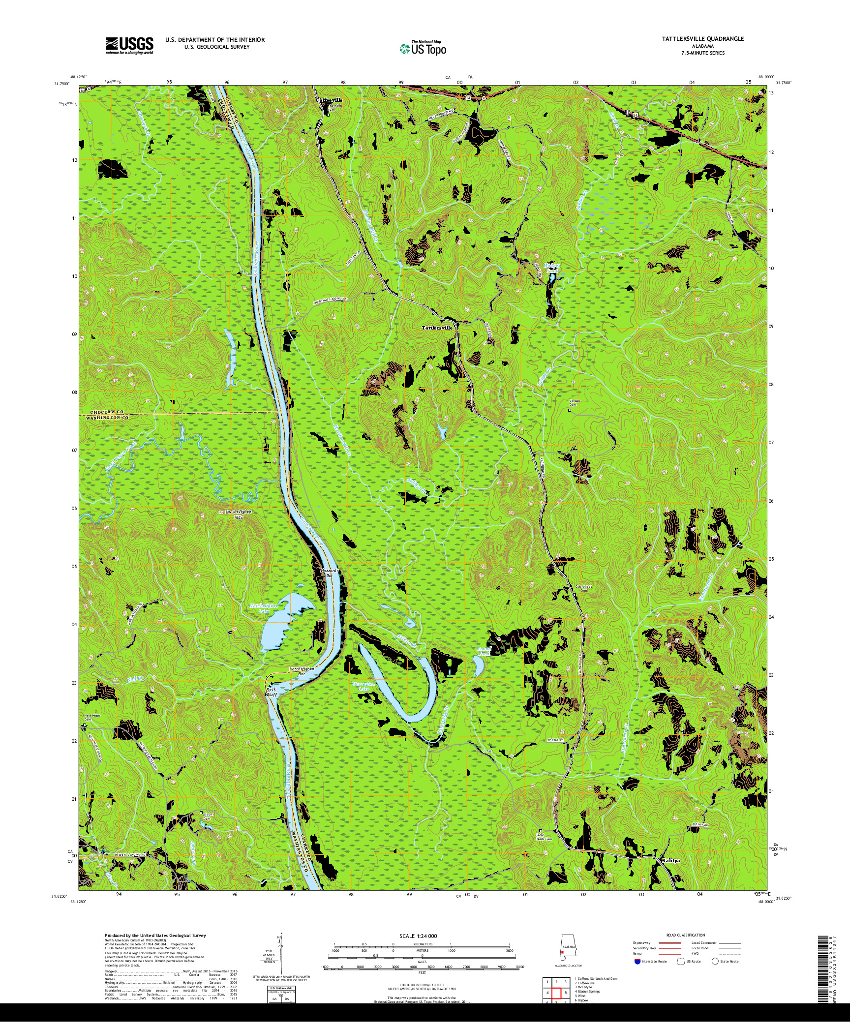 USGS US TOPO 7.5-MINUTE MAP FOR TATTLERSVILLE, AL 2018