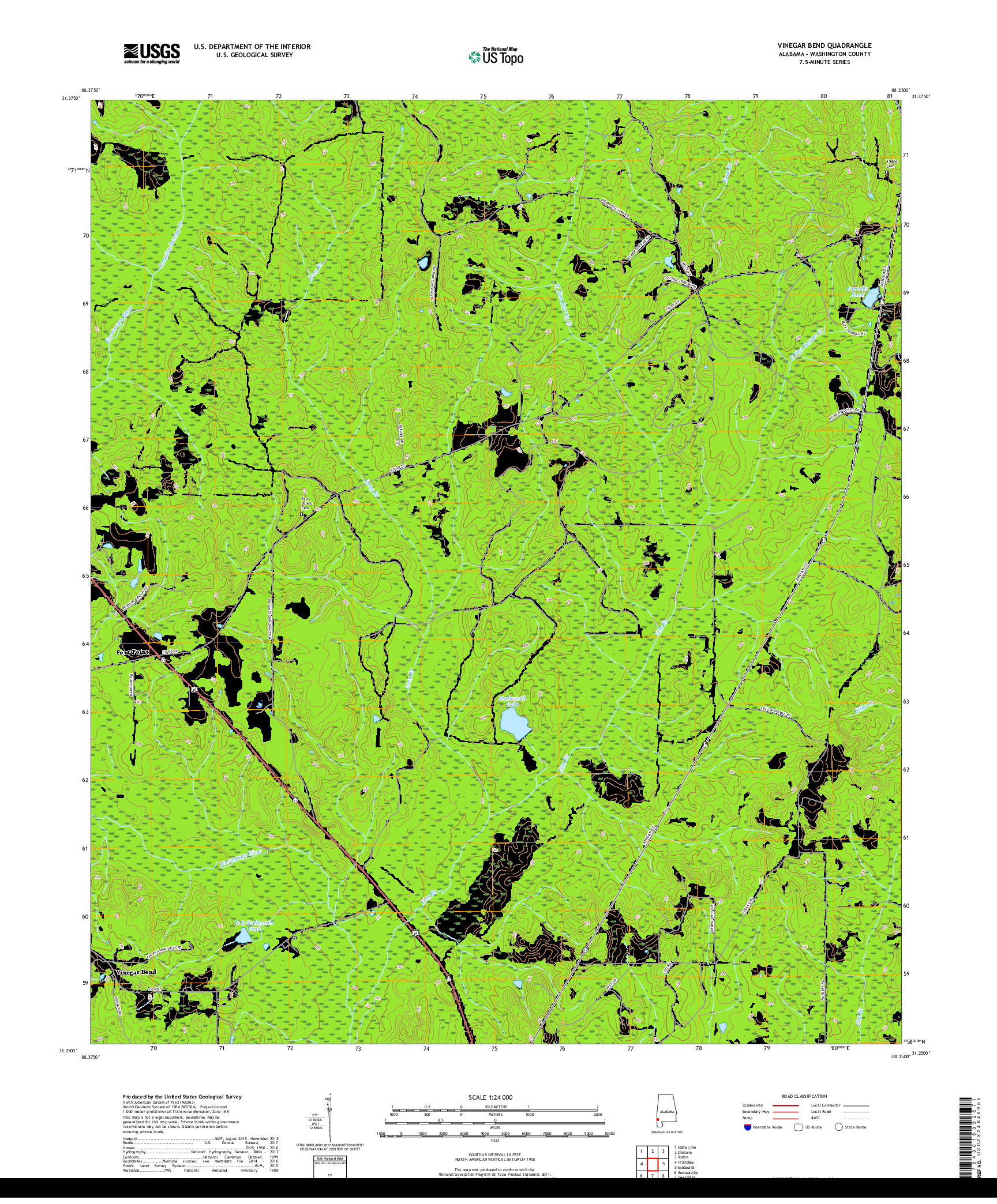 USGS US TOPO 7.5-MINUTE MAP FOR VINEGAR BEND, AL 2018