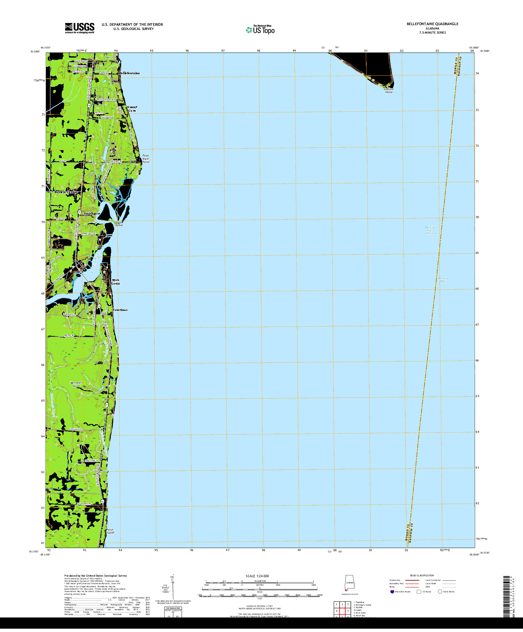 USGS US TOPO 7.5-MINUTE MAP FOR BELLEFONTAINE, AL 2018