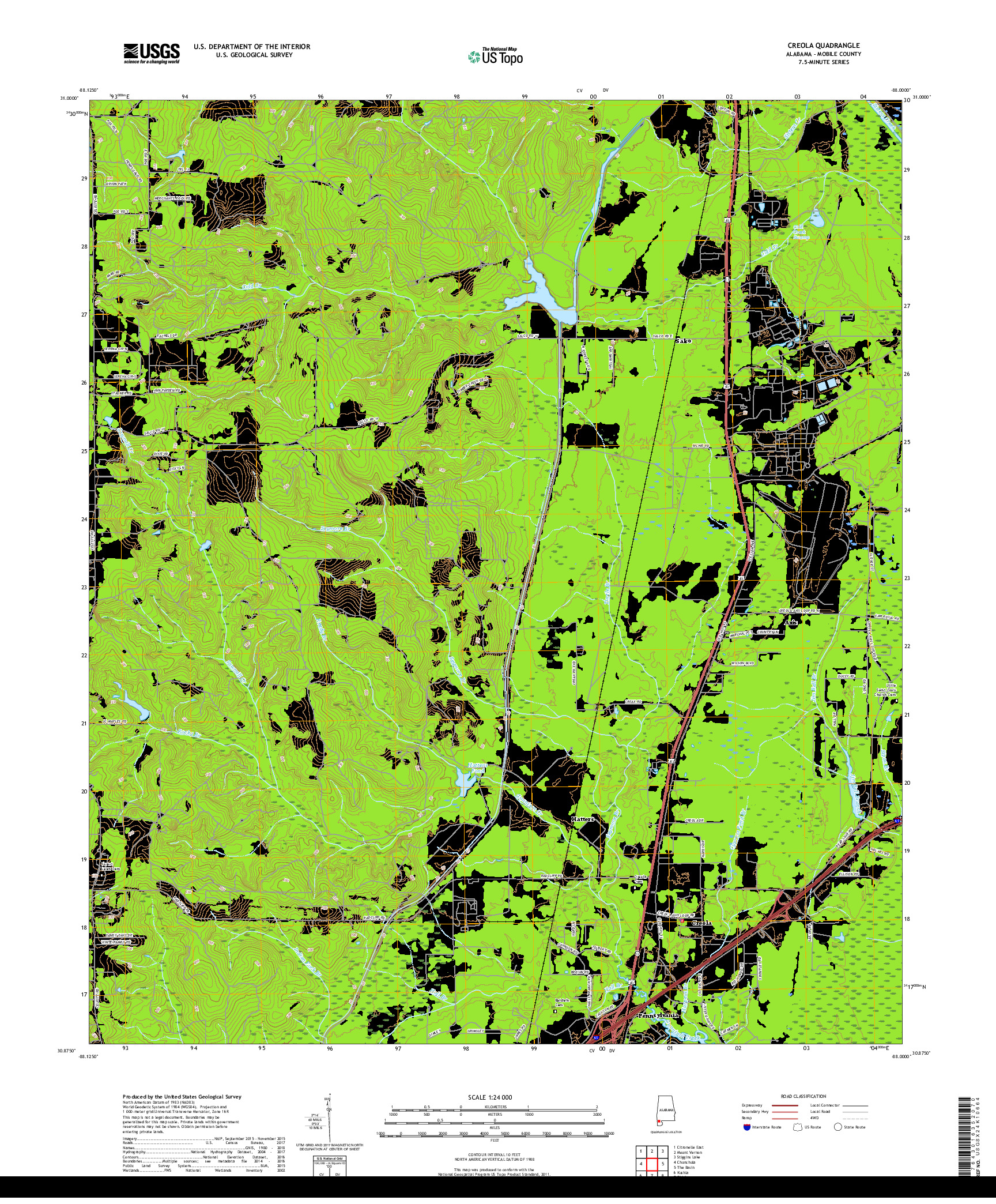 USGS US TOPO 7.5-MINUTE MAP FOR CREOLA, AL 2018