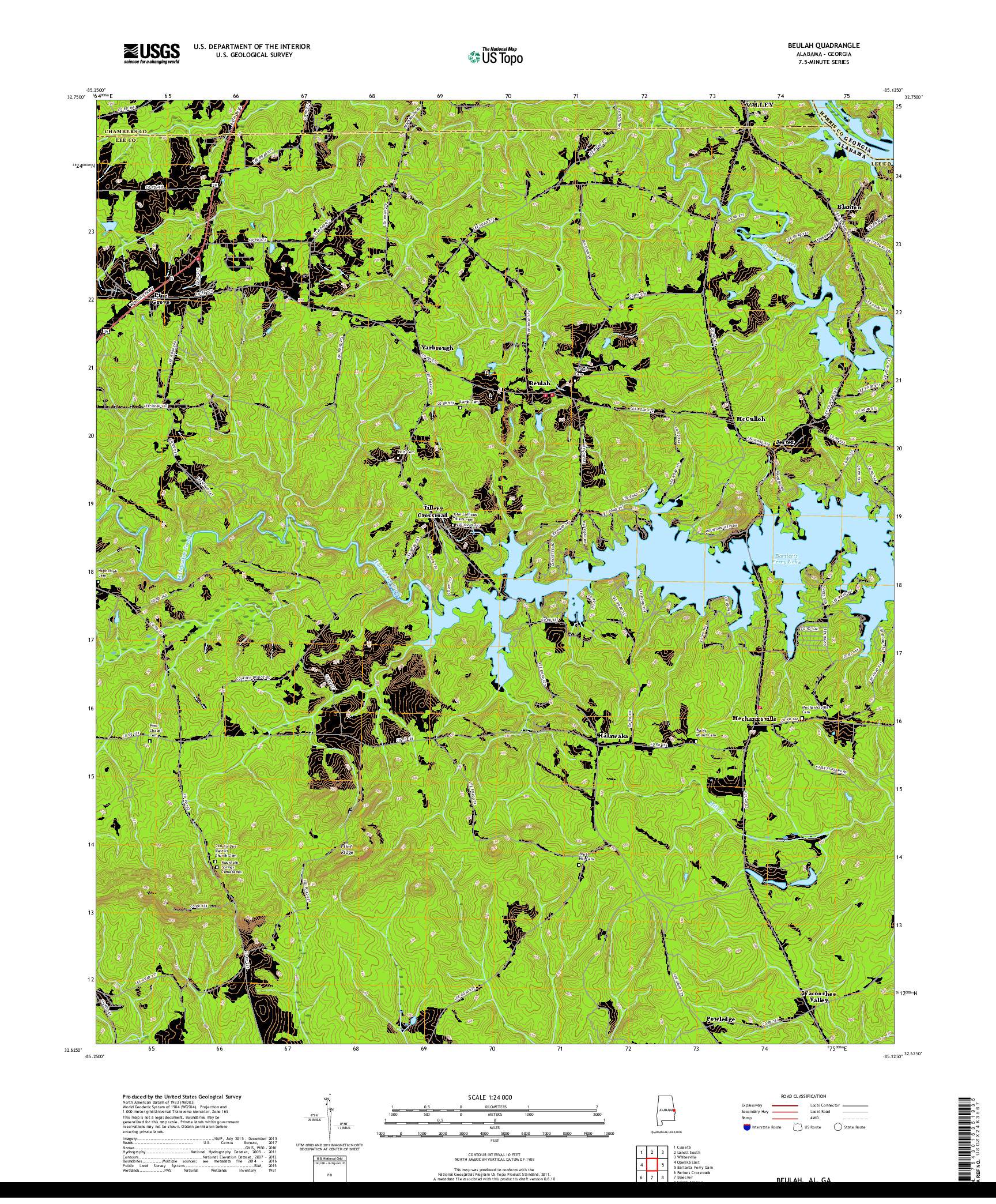 USGS US TOPO 7.5-MINUTE MAP FOR BEULAH, AL,GA 2018