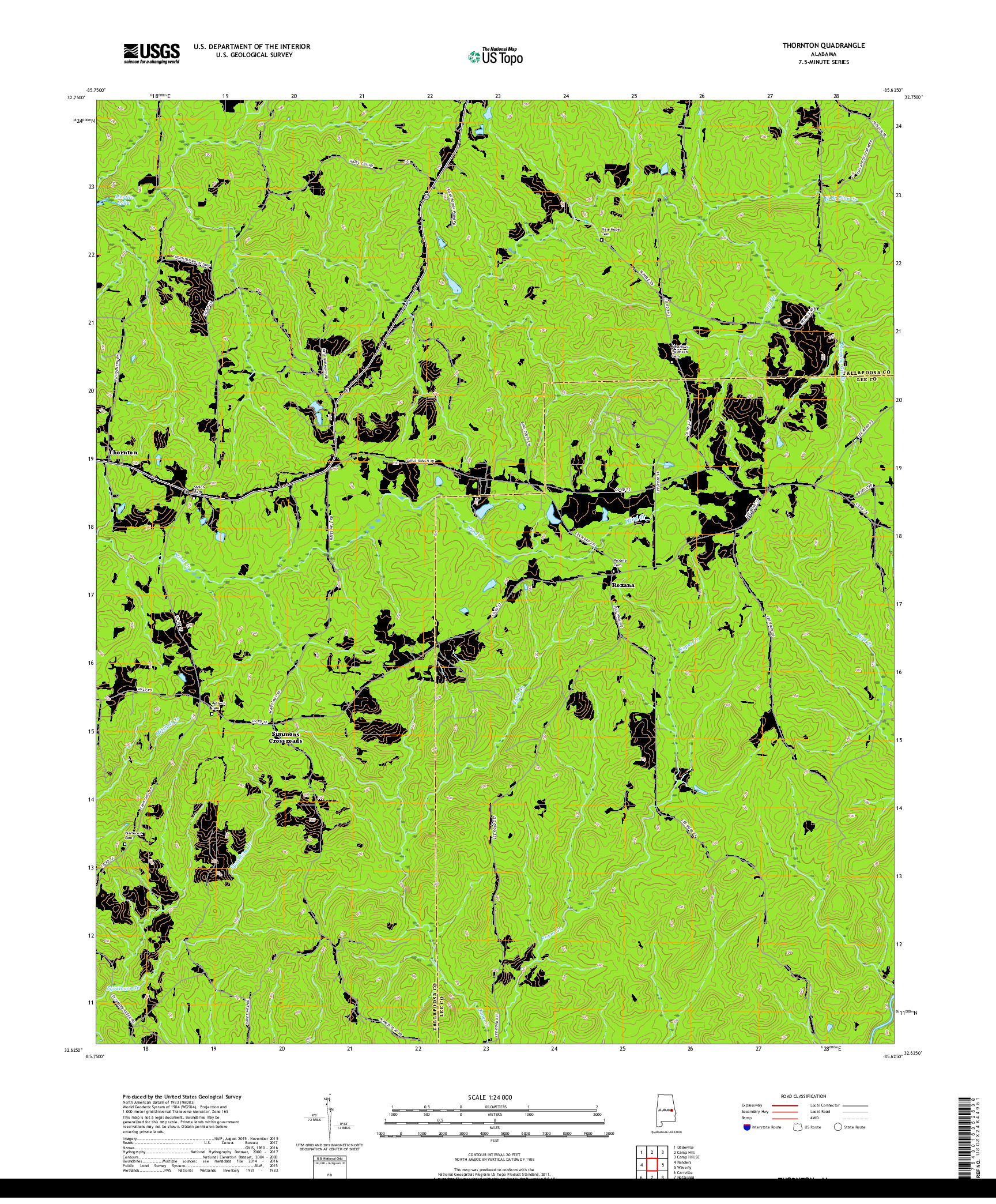 USGS US TOPO 7.5-MINUTE MAP FOR THORNTON, AL 2018