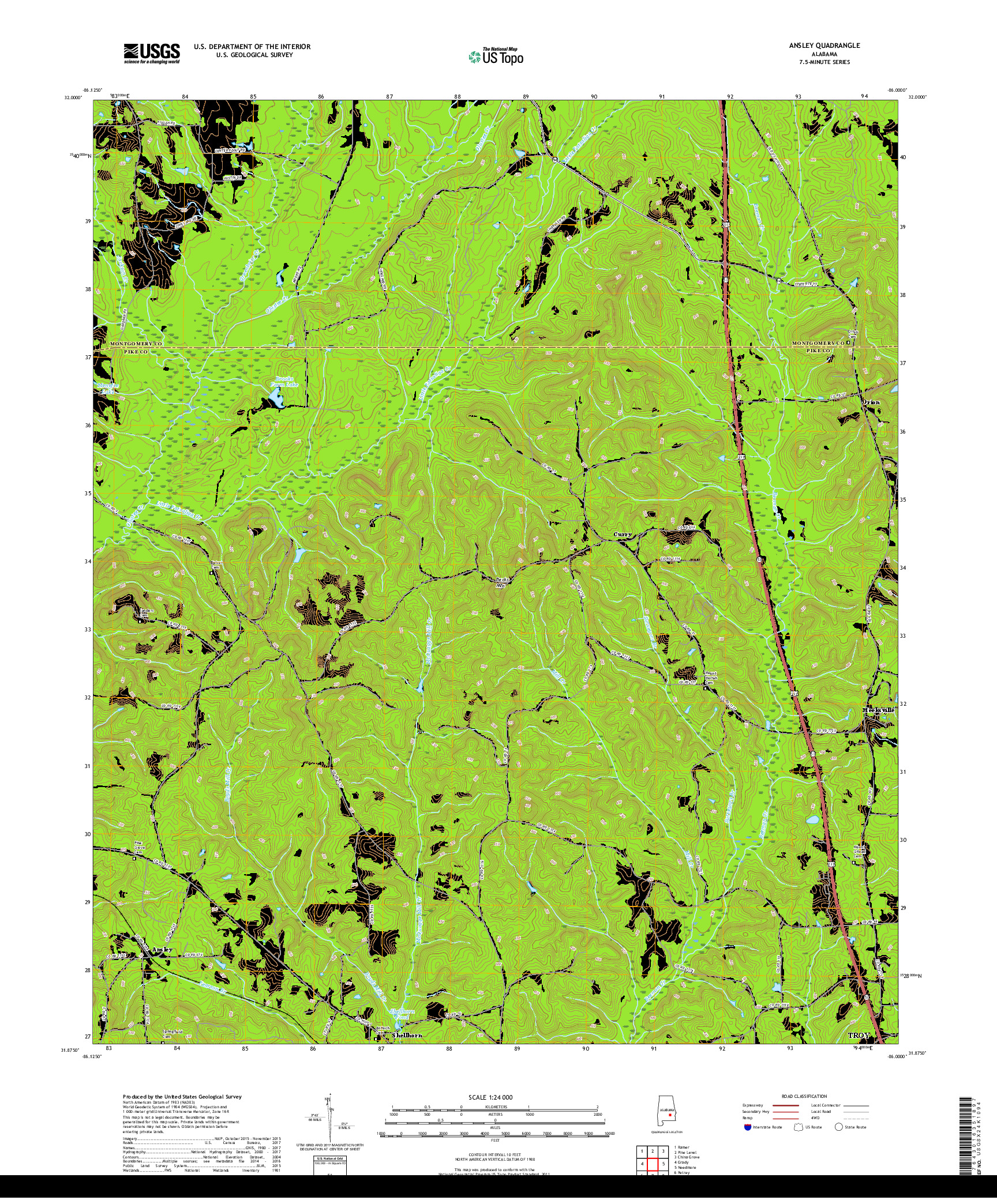 USGS US TOPO 7.5-MINUTE MAP FOR ANSLEY, AL 2018