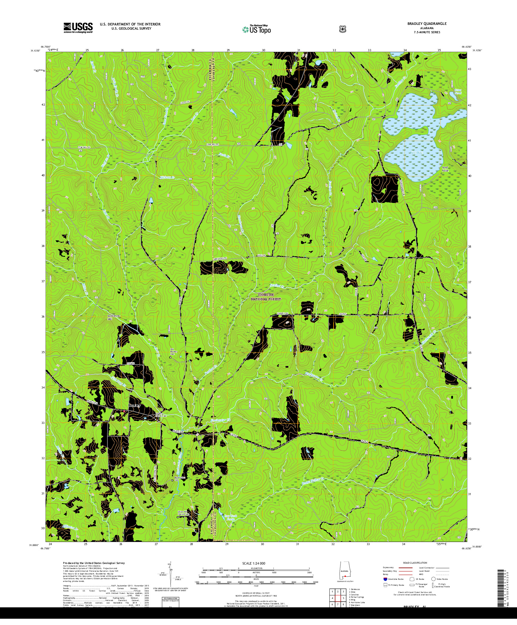 USGS US TOPO 7.5-MINUTE MAP FOR BRADLEY, AL 2018