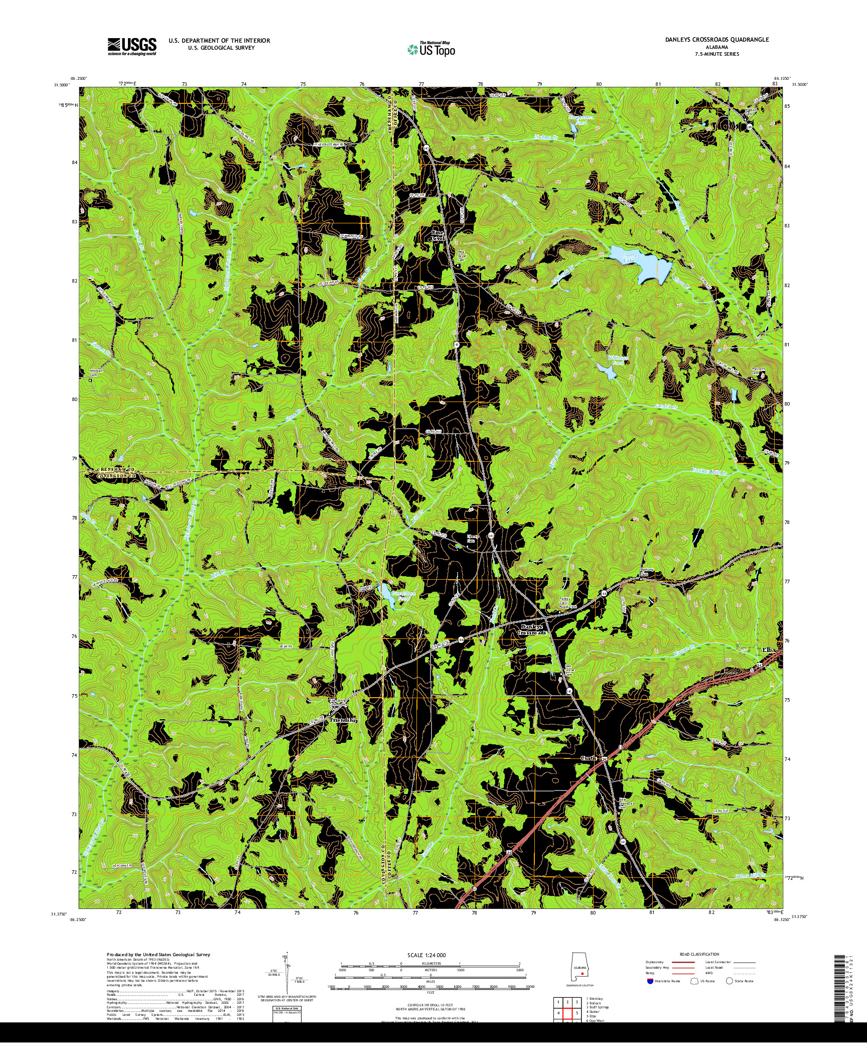 USGS US TOPO 7.5-MINUTE MAP FOR DANLEYS CROSSROADS, AL 2018