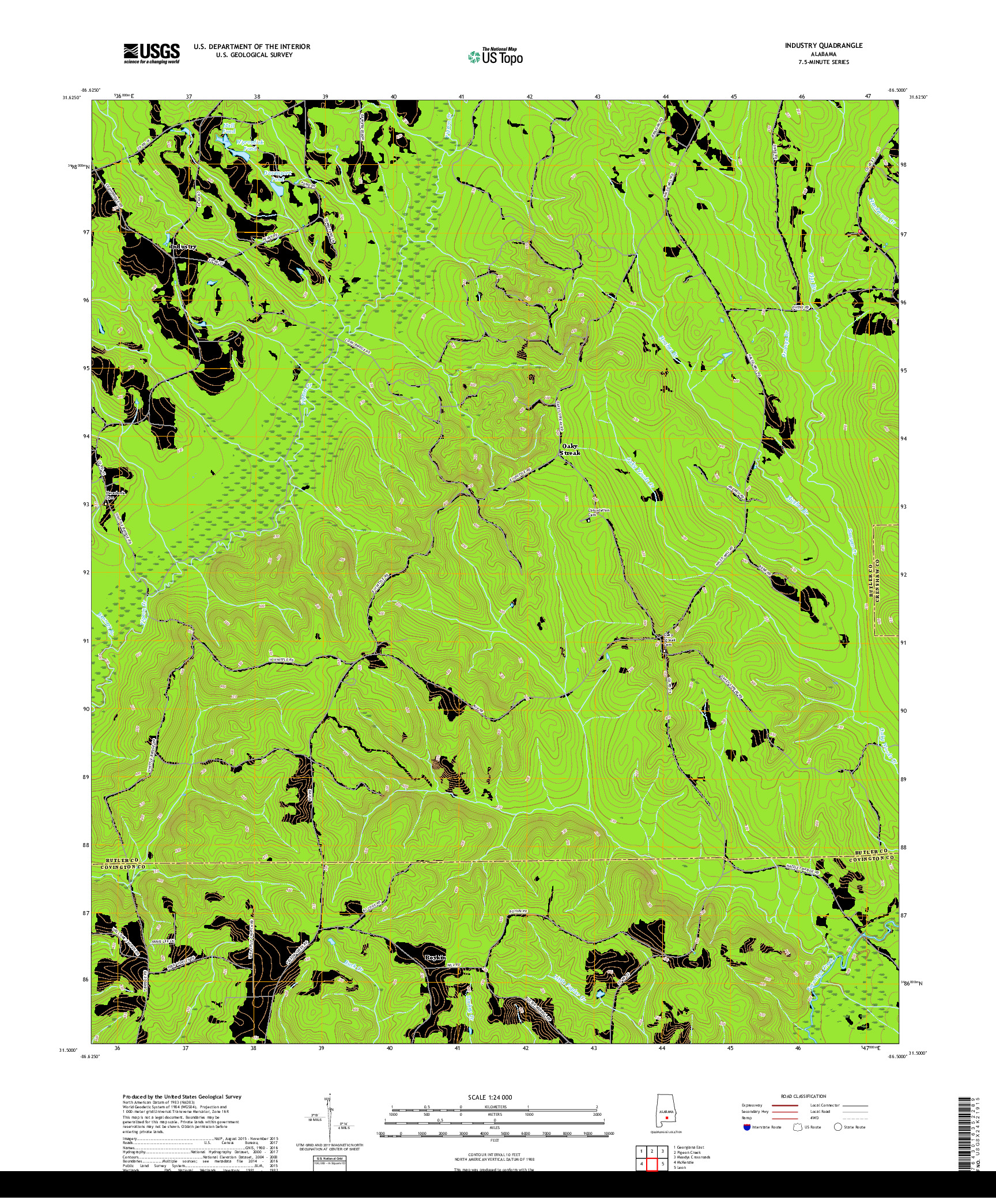 USGS US TOPO 7.5-MINUTE MAP FOR INDUSTRY, AL 2018