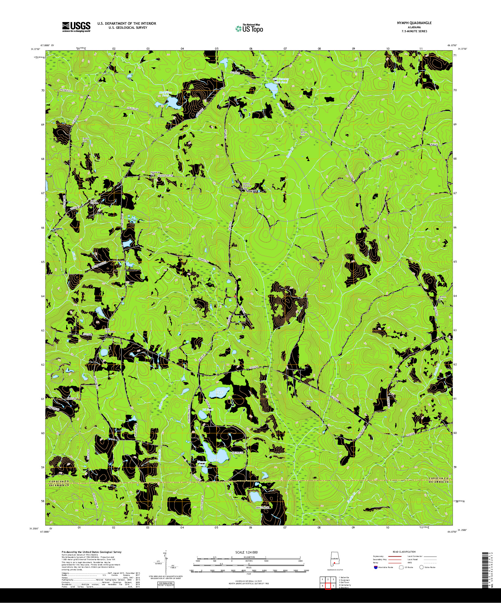 USGS US TOPO 7.5-MINUTE MAP FOR NYMPH, AL 2018