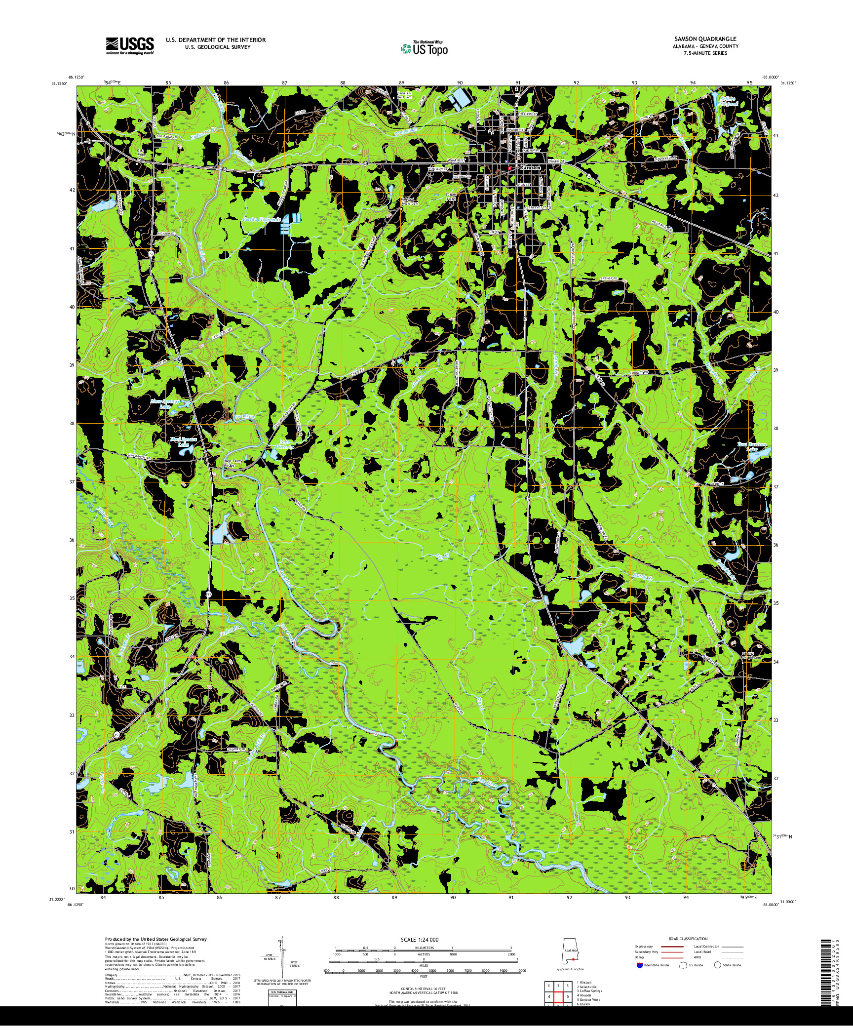 USGS US TOPO 7.5-MINUTE MAP FOR SAMSON, AL 2018