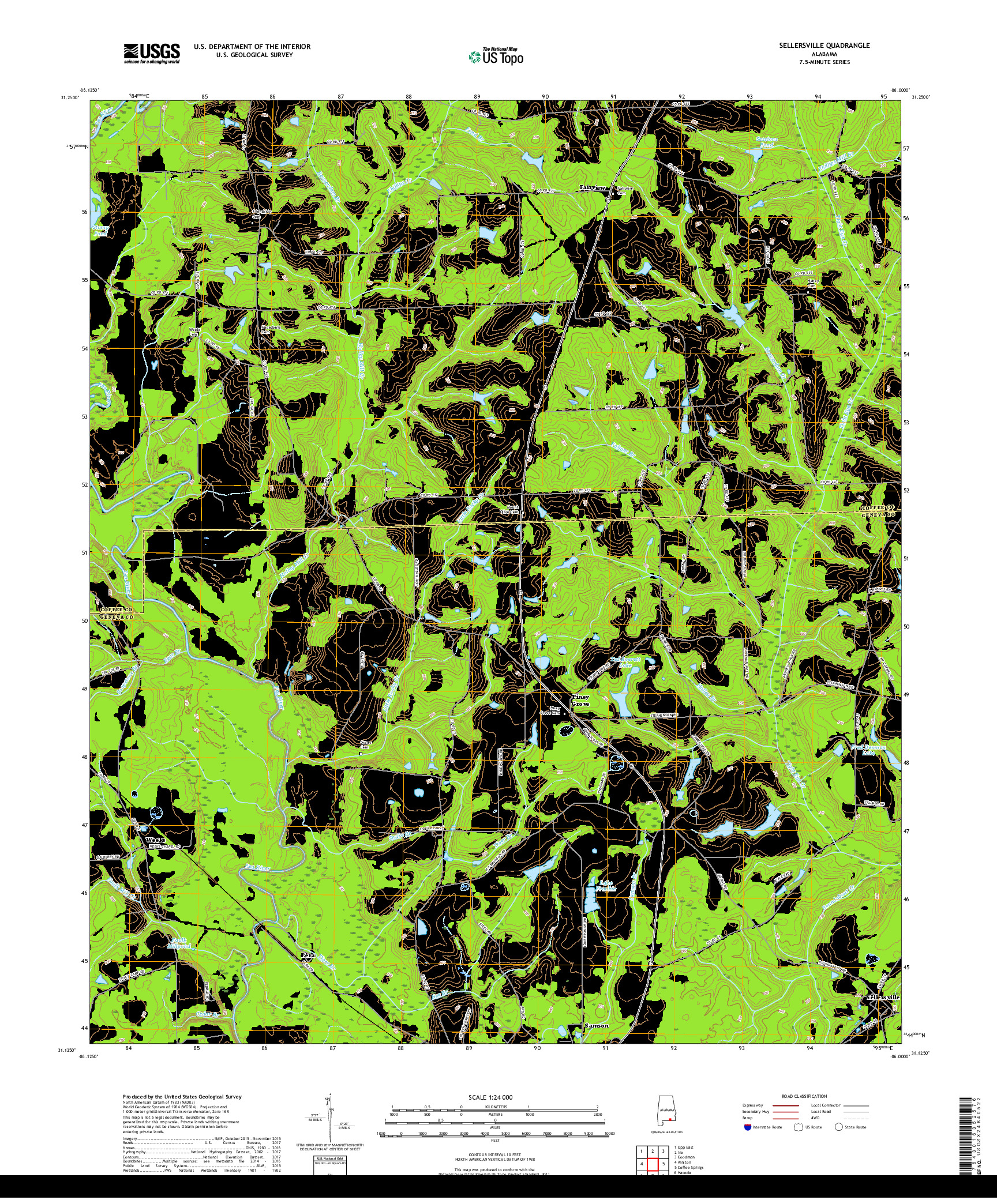 USGS US TOPO 7.5-MINUTE MAP FOR SELLERSVILLE, AL 2018