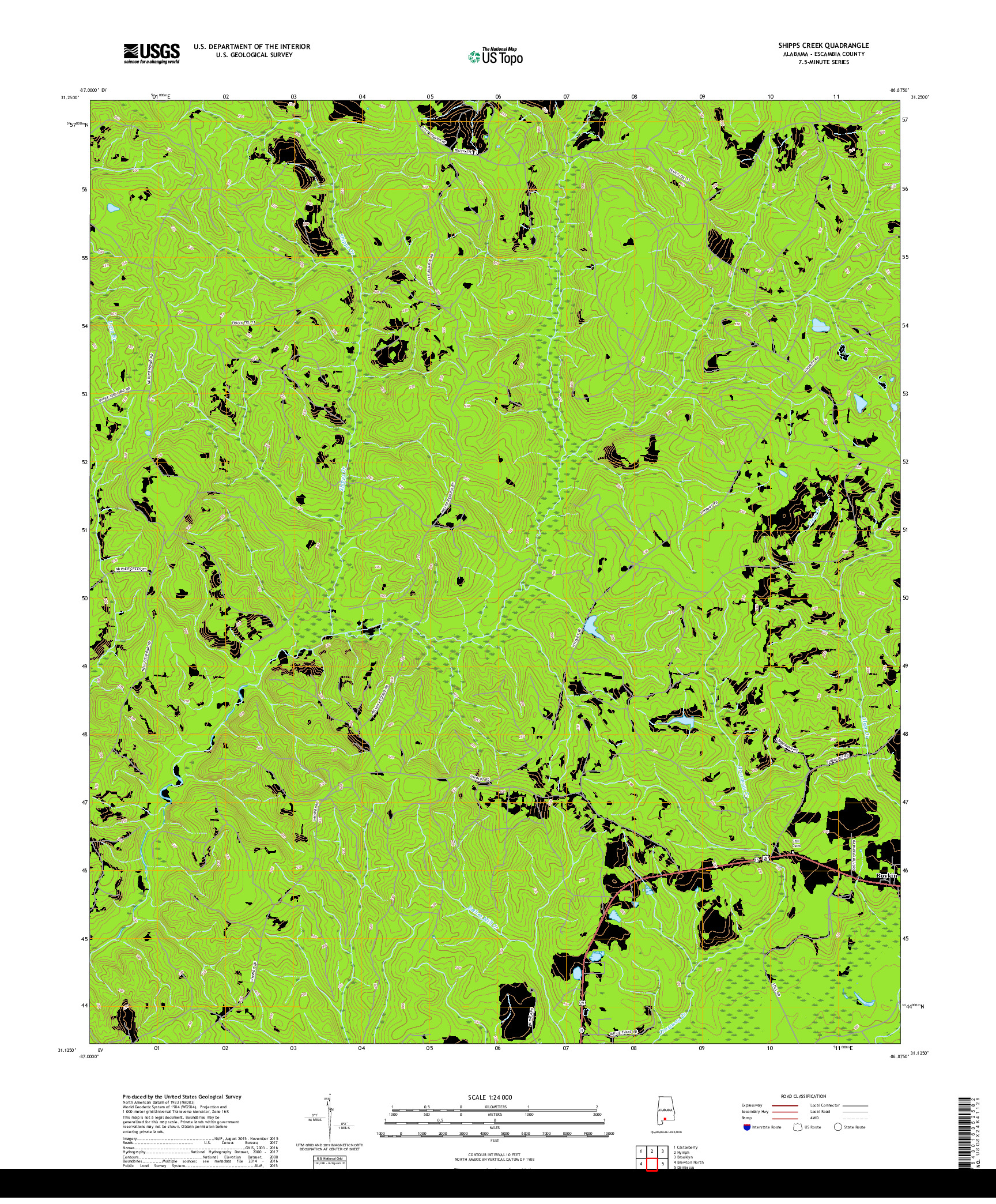 USGS US TOPO 7.5-MINUTE MAP FOR SHIPPS CREEK, AL 2018