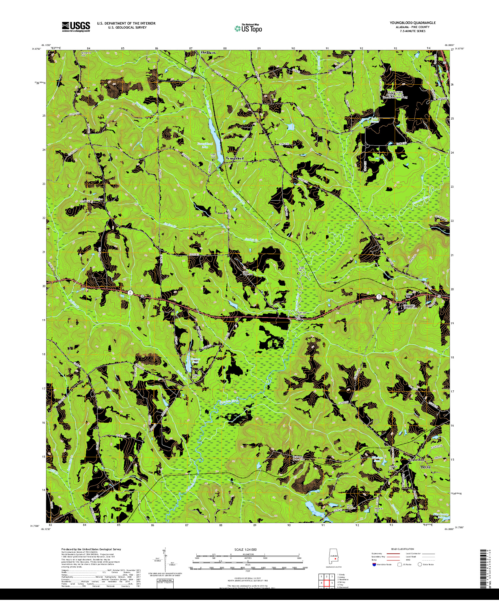 USGS US TOPO 7.5-MINUTE MAP FOR YOUNGBLOOD, AL 2018