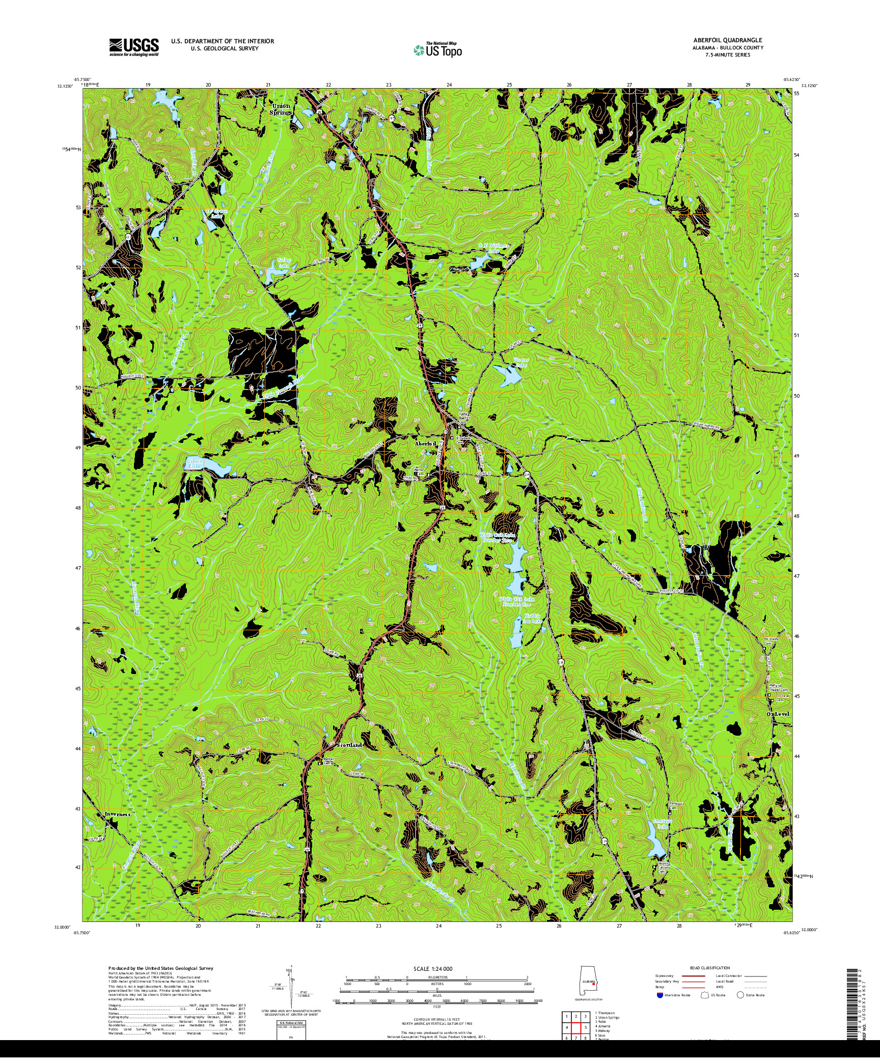 USGS US TOPO 7.5-MINUTE MAP FOR ABERFOIL, AL 2018