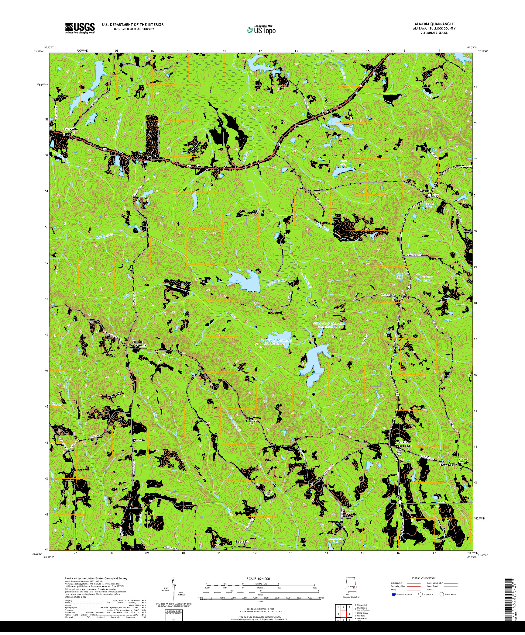 USGS US TOPO 7.5-MINUTE MAP FOR ALMERIA, AL 2018