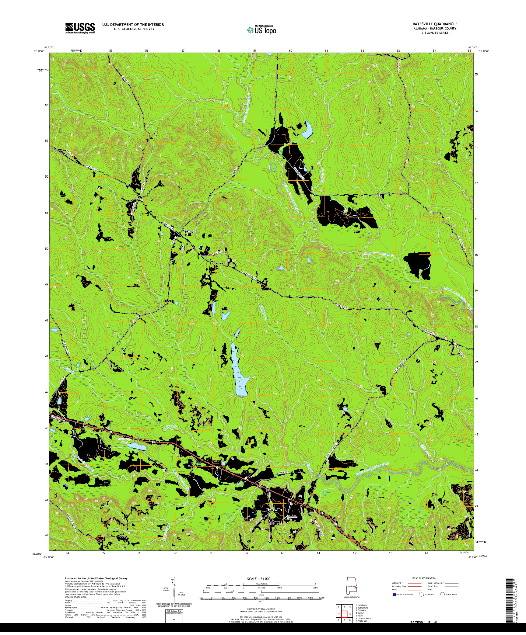USGS US TOPO 7.5-MINUTE MAP FOR BATESVILLE, AL 2018