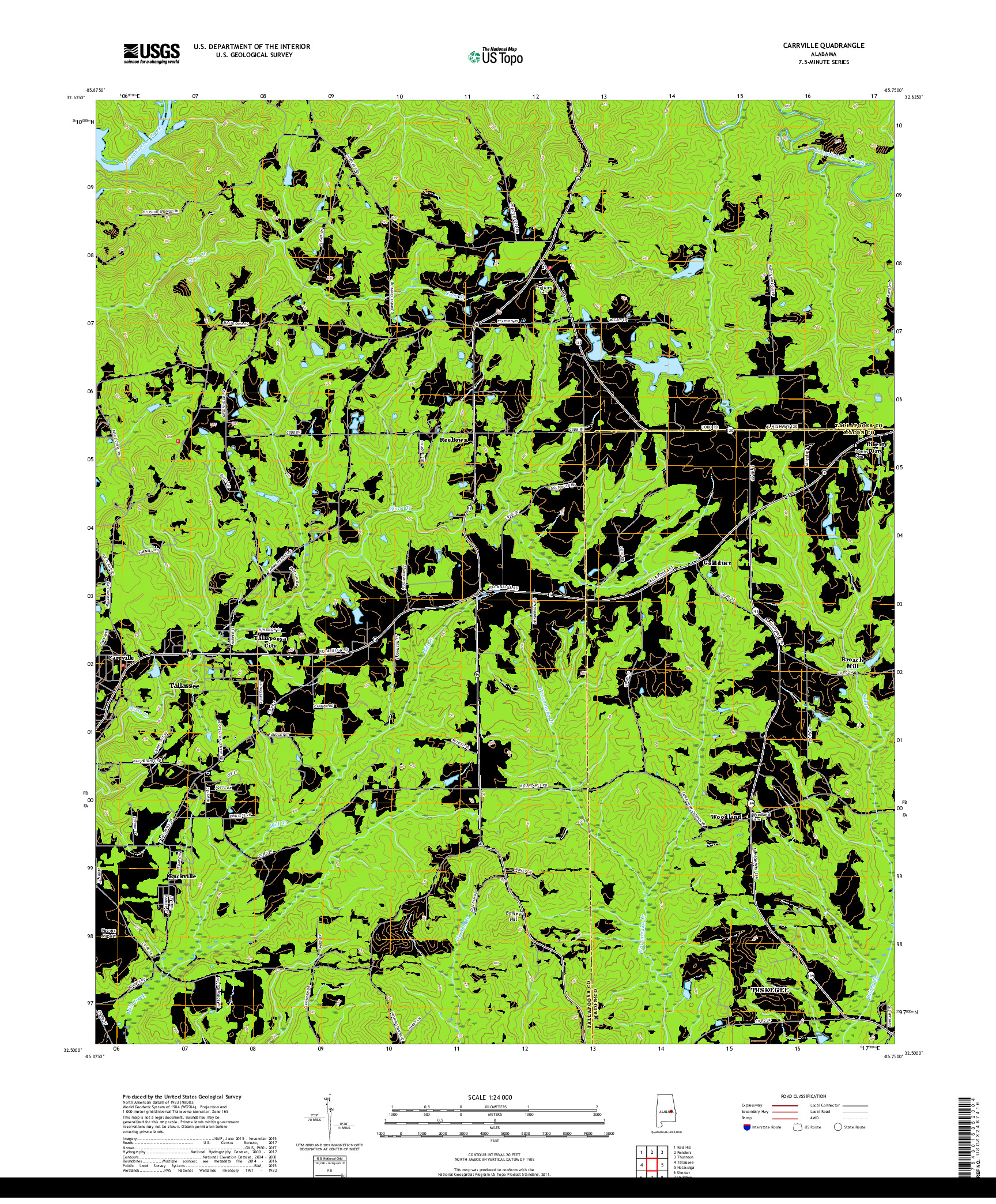 USGS US TOPO 7.5-MINUTE MAP FOR CARRVILLE, AL 2018