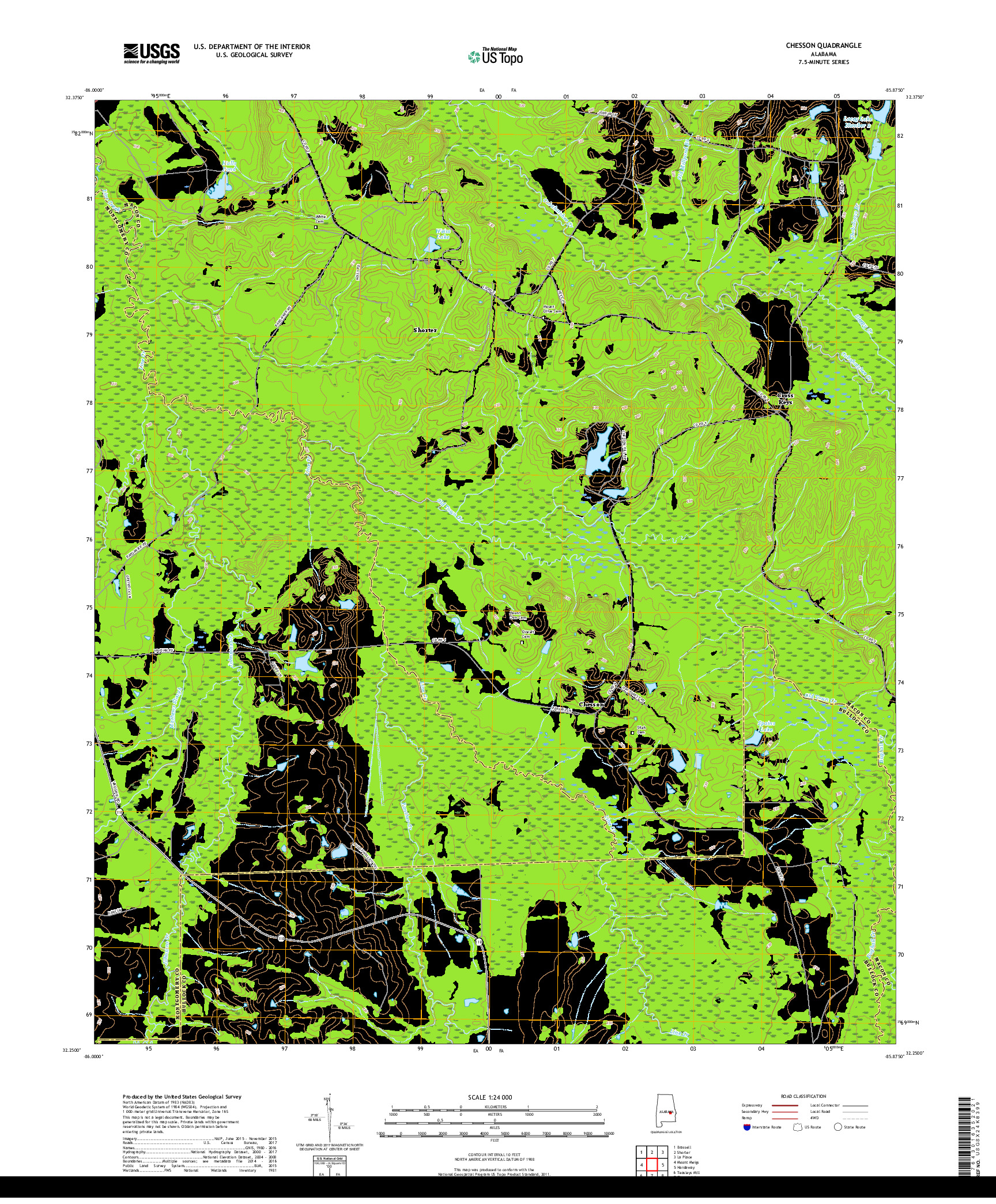 USGS US TOPO 7.5-MINUTE MAP FOR CHESSON, AL 2018