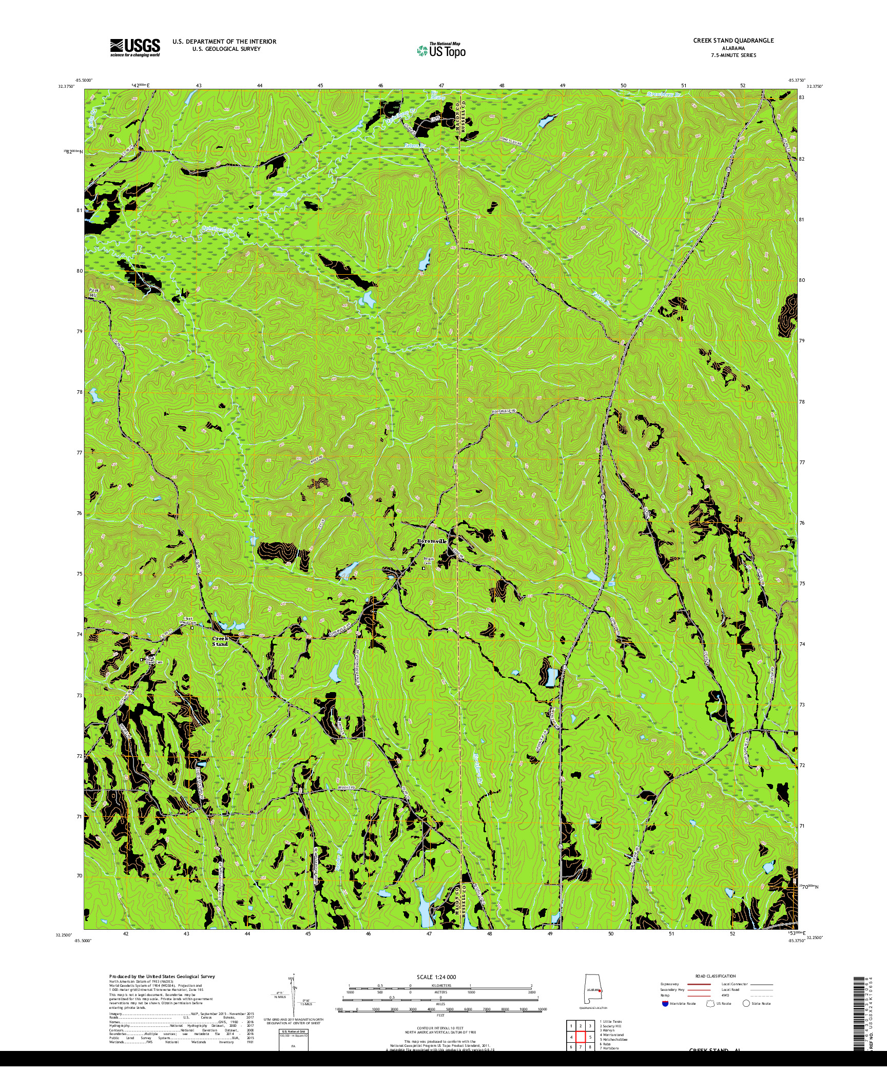 USGS US TOPO 7.5-MINUTE MAP FOR CREEK STAND, AL 2018