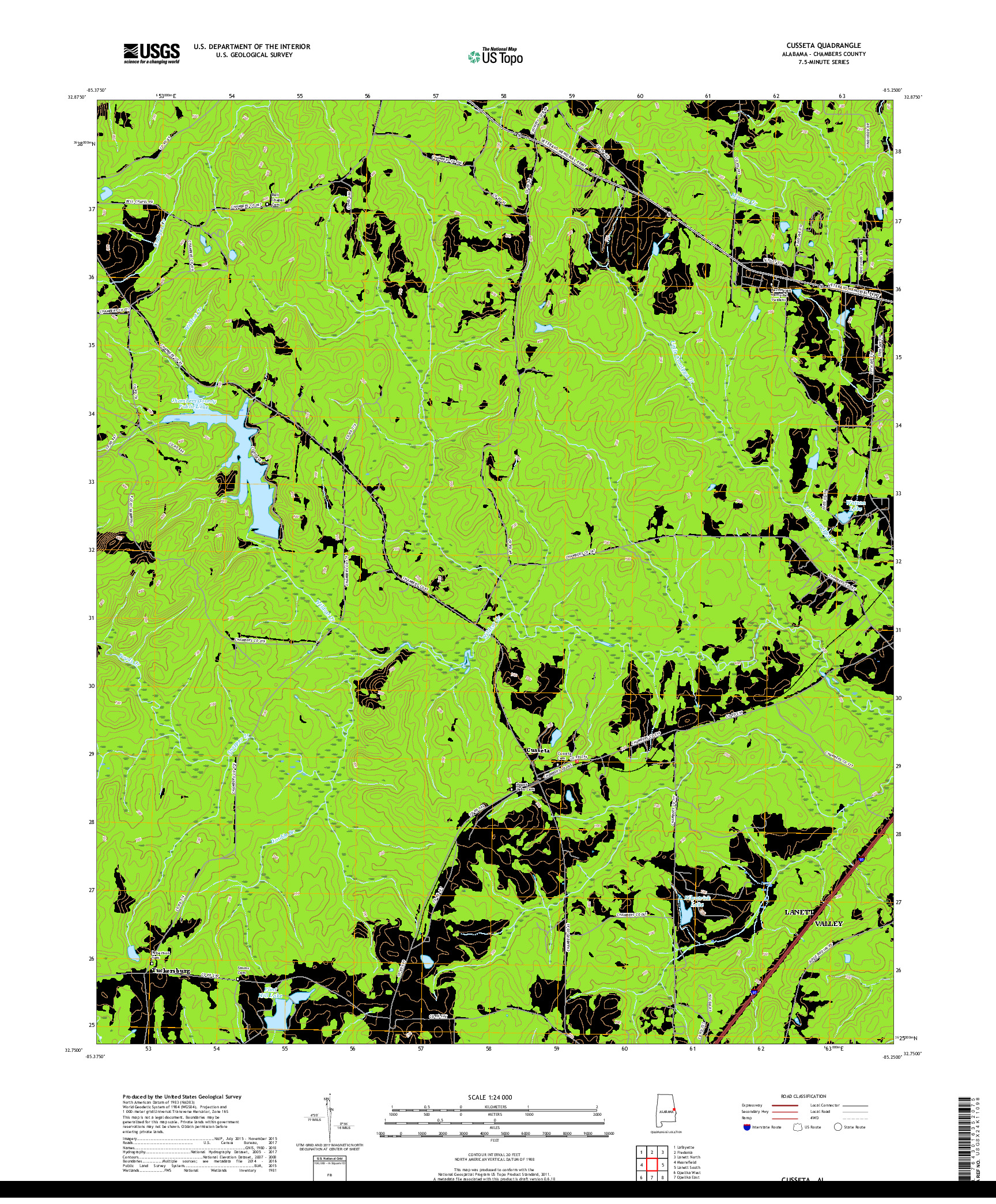 USGS US TOPO 7.5-MINUTE MAP FOR CUSSETA, AL 2018