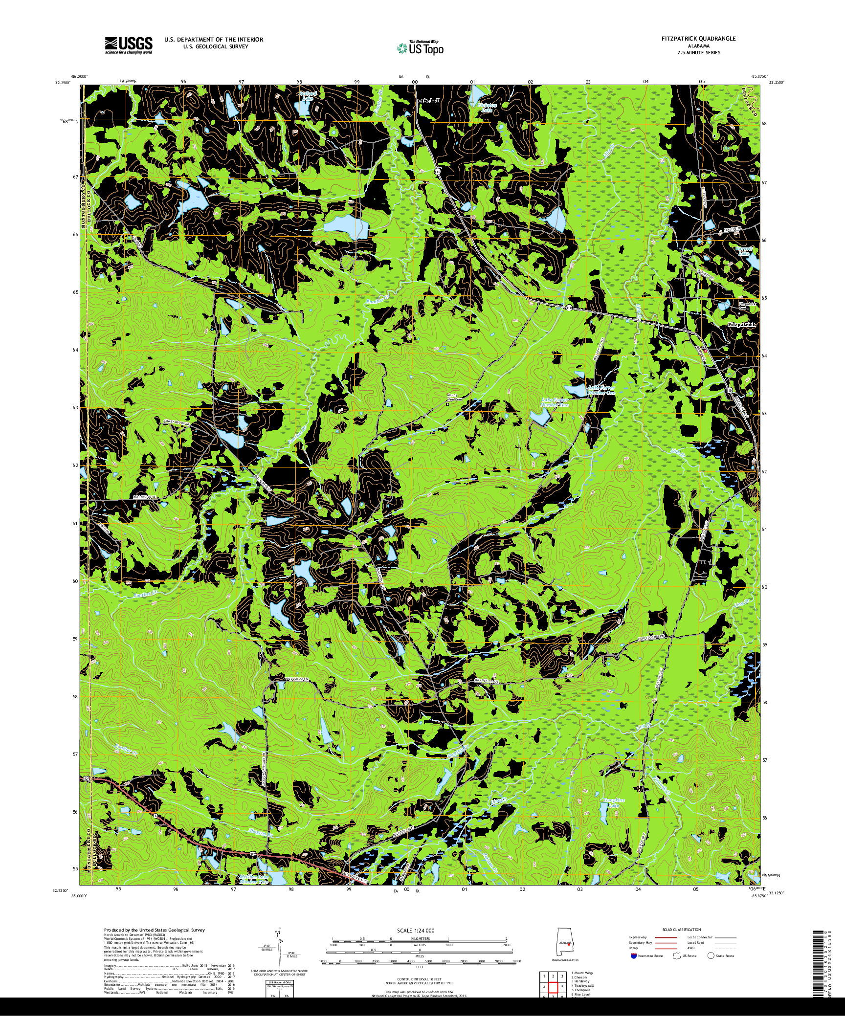 USGS US TOPO 7.5-MINUTE MAP FOR FITZPATRICK, AL 2018