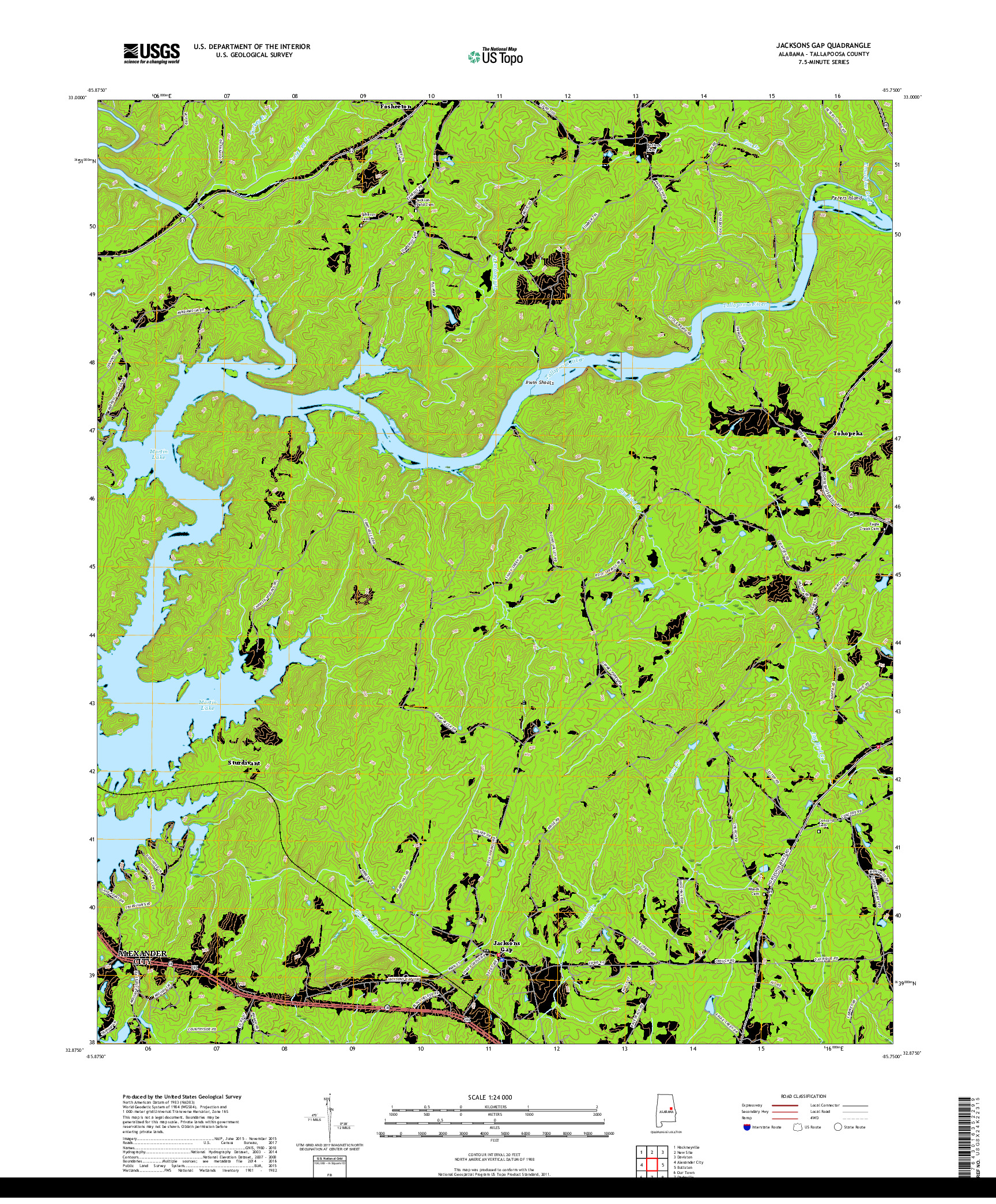 USGS US TOPO 7.5-MINUTE MAP FOR JACKSONS GAP, AL 2018
